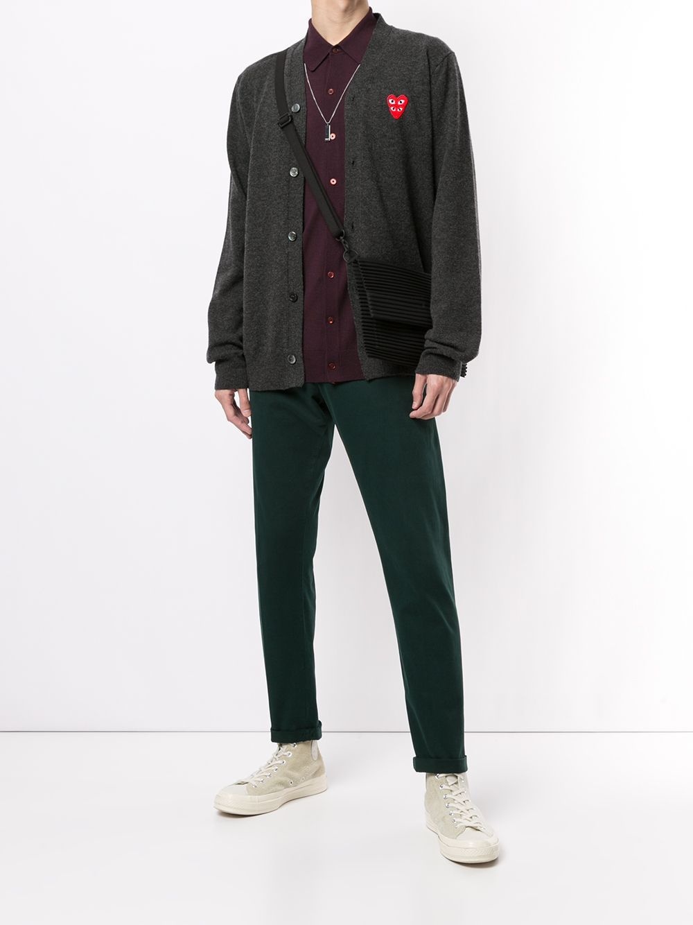 logo button-down cardigan - 4