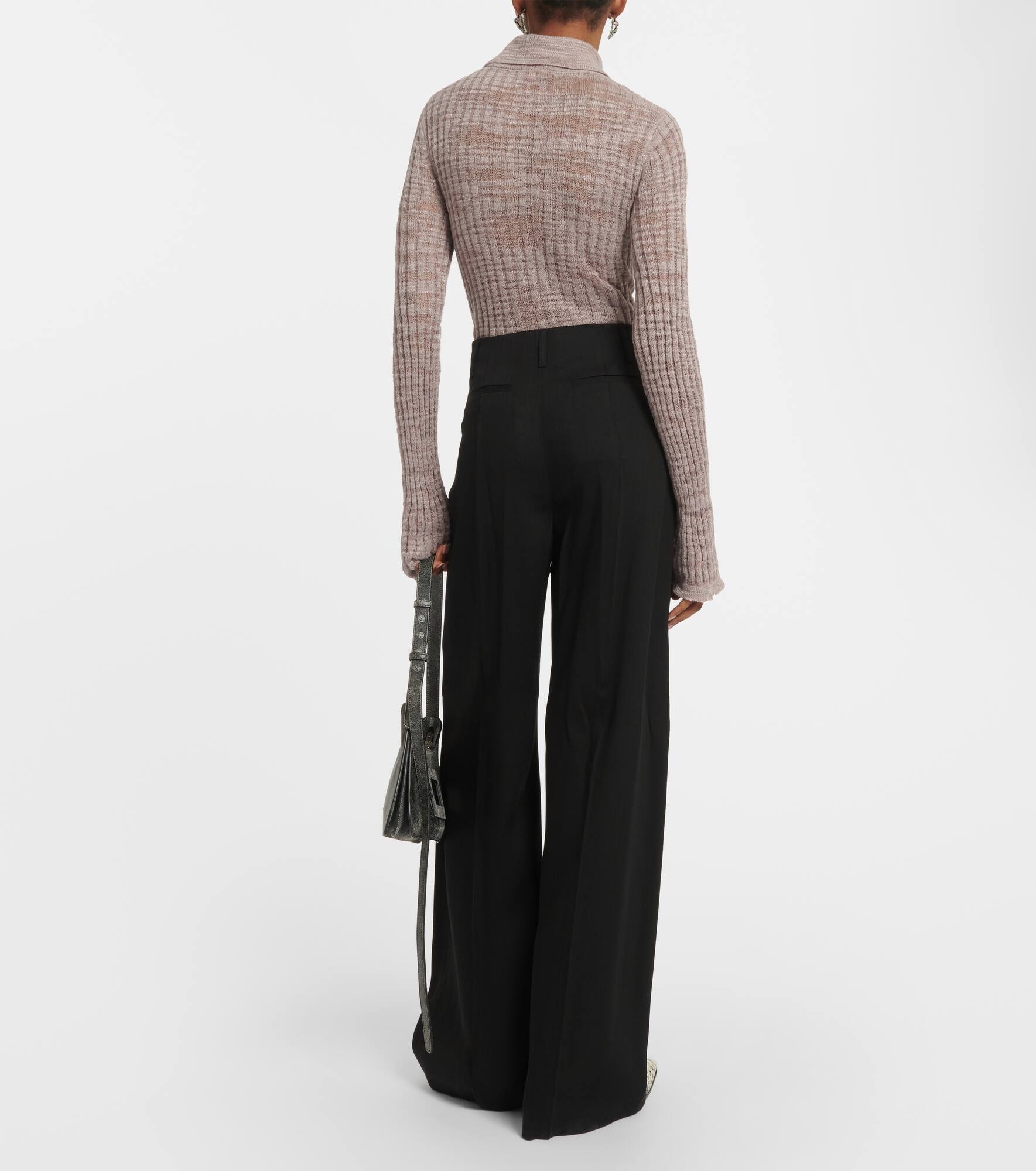Wool-blend wide-leg pants - 3