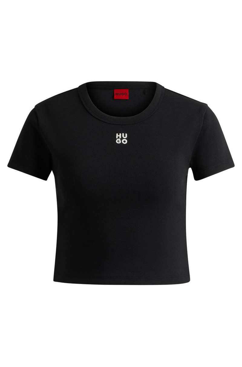 CROPPED SLIM-FIT T-SHIRT WITH STACKED LOGO 1