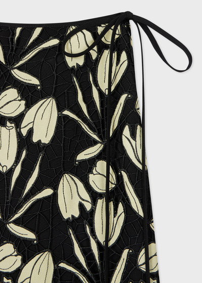 Paul Smith Women's Black Embroidered Floral Print Midi Skirt outlook