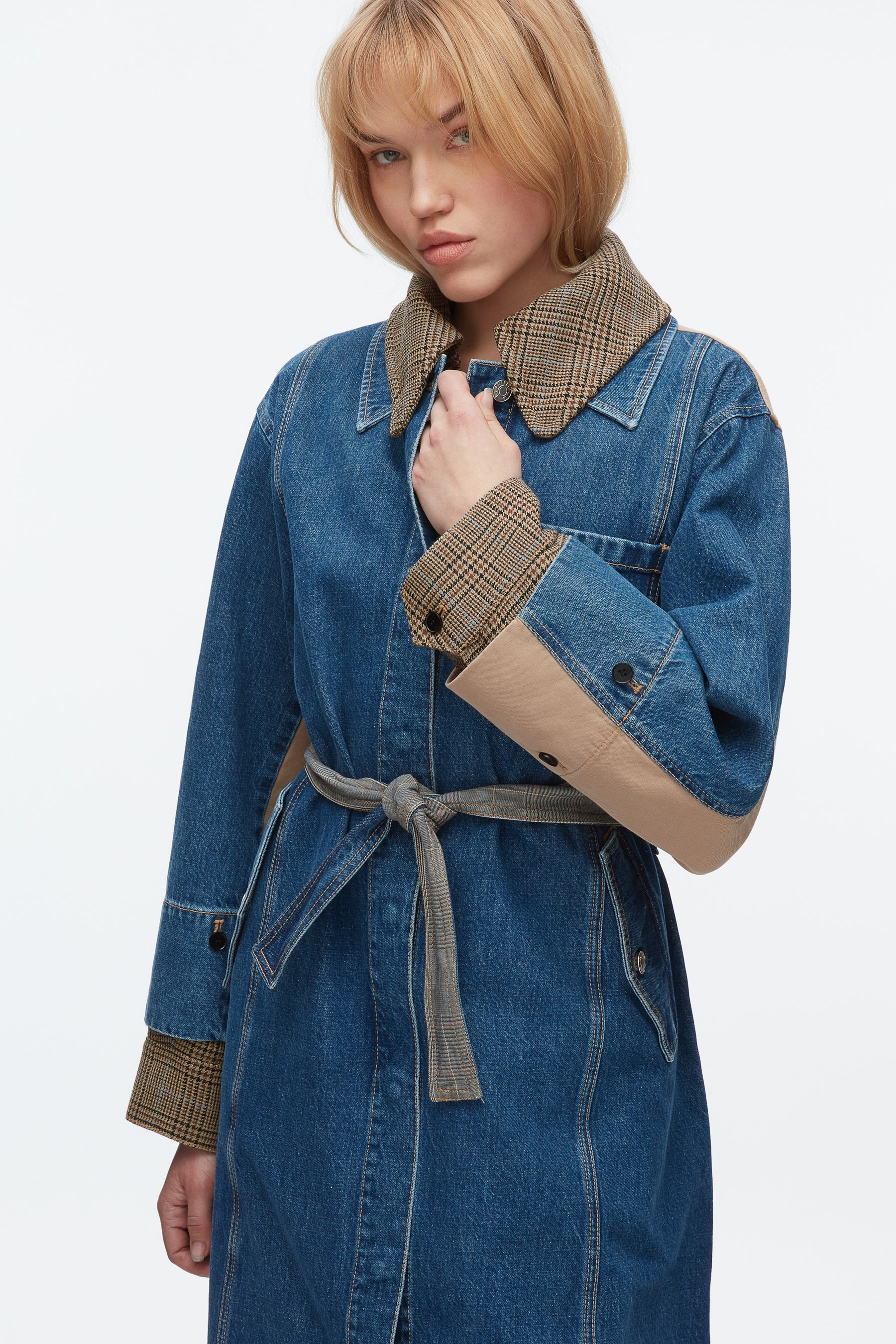 Denim Combo Trench - 6