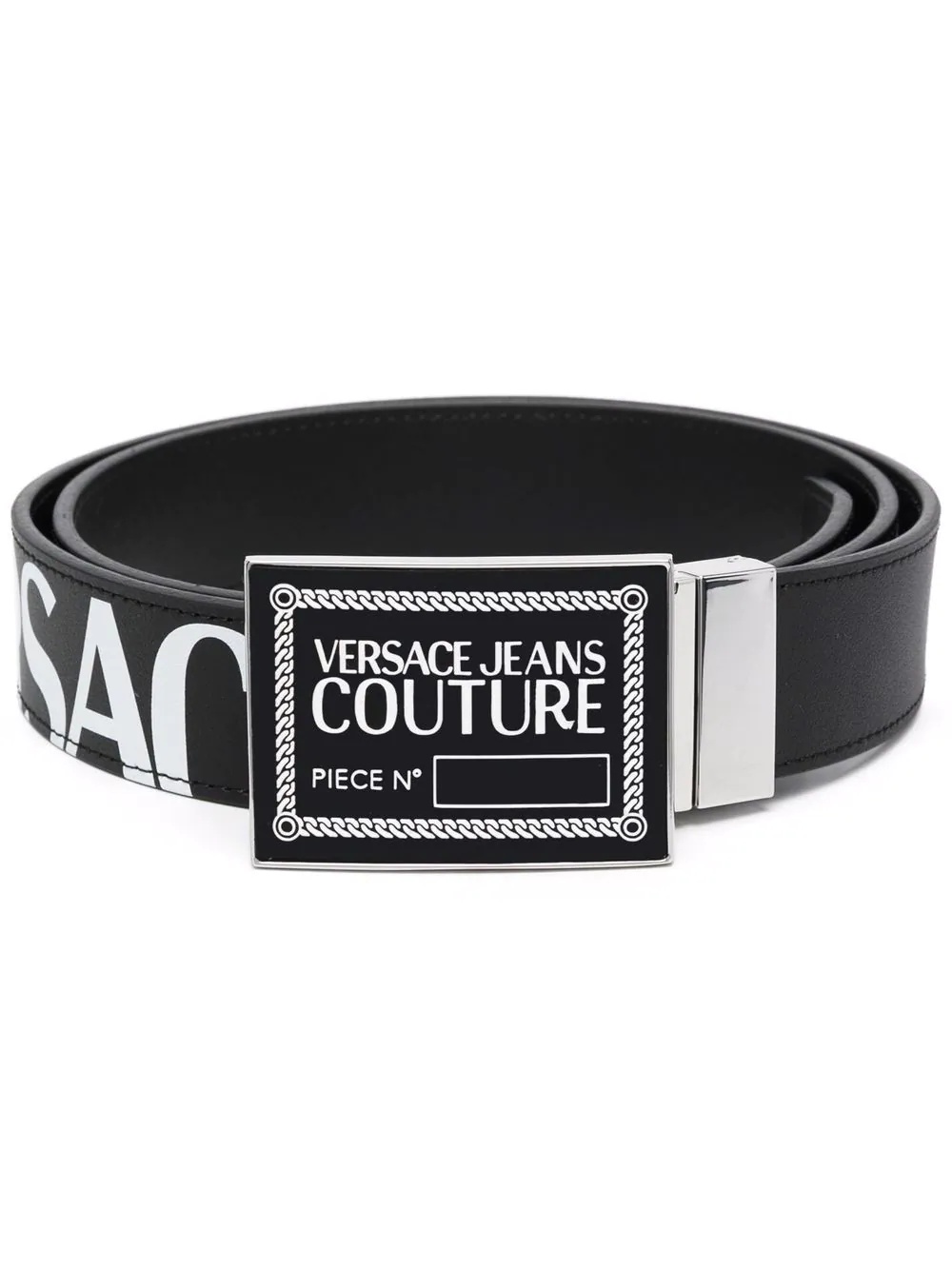 logo plaque leather belt - 1