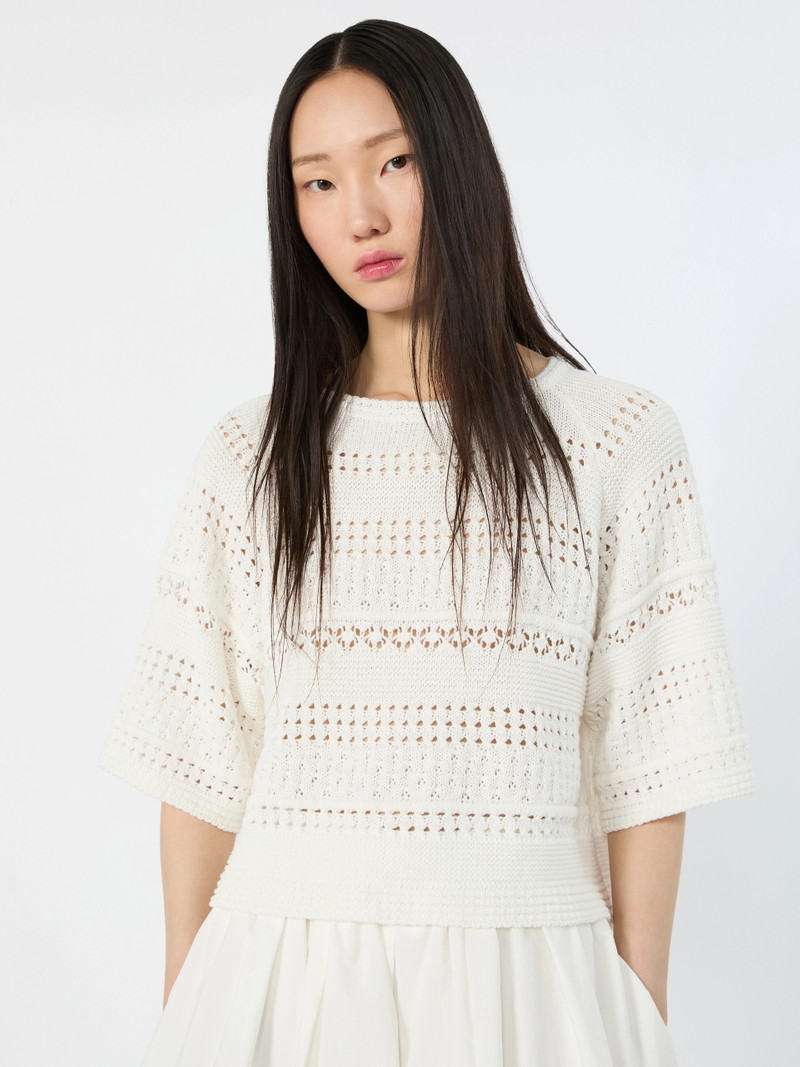 WKIORCHE Crochet cotton sweater - IVORY 5