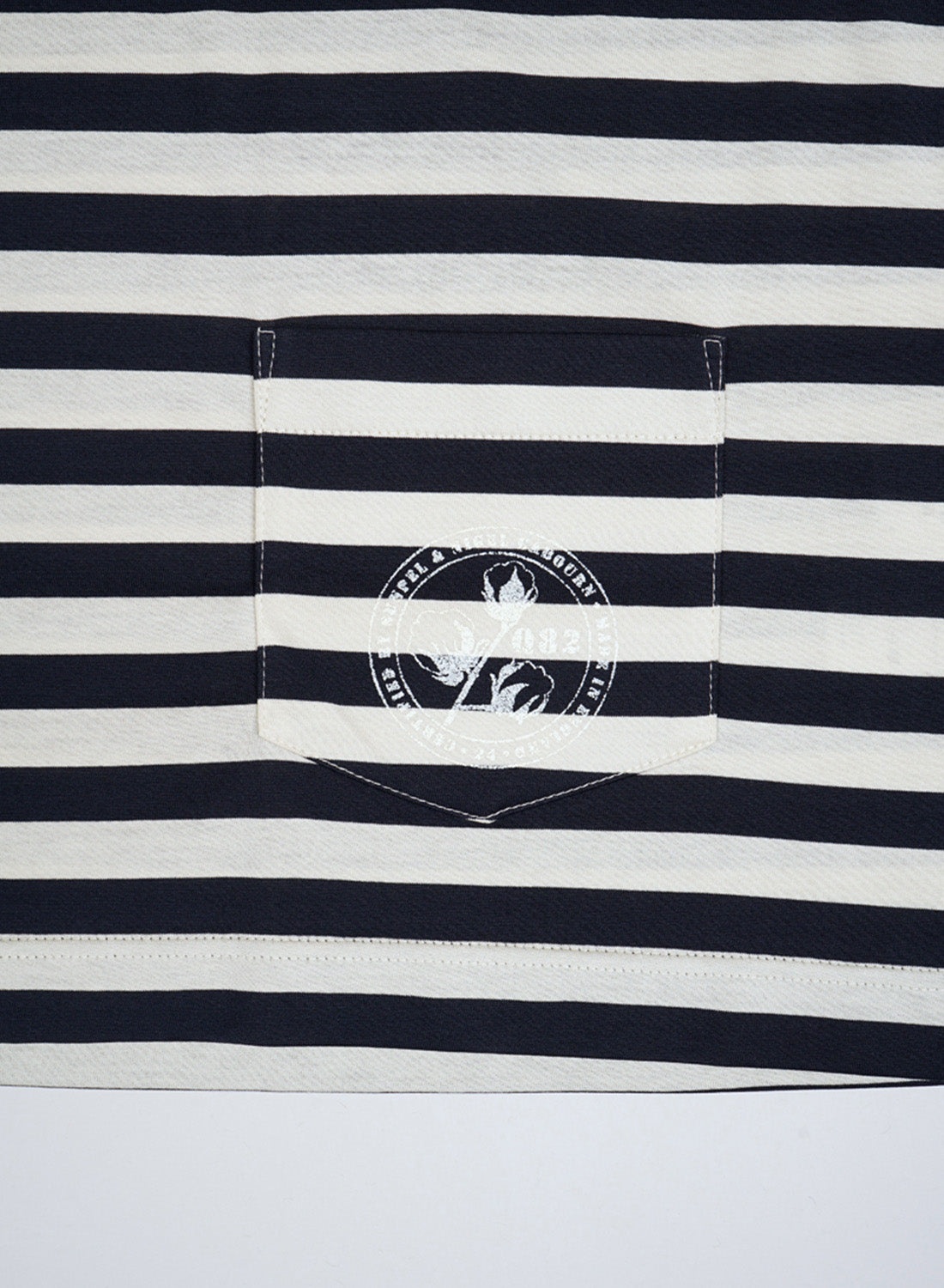 Nigel Cabourn x Sunspel Long Sleeve Pocket T-Shirt in Navy/Stone Stripe - 5