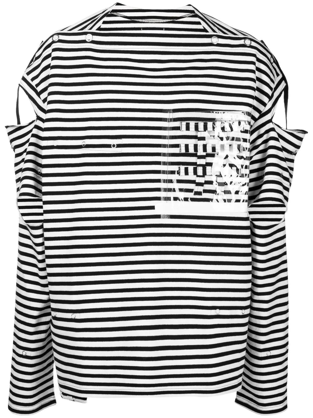 stripe-print cut-out T-shirt - 1