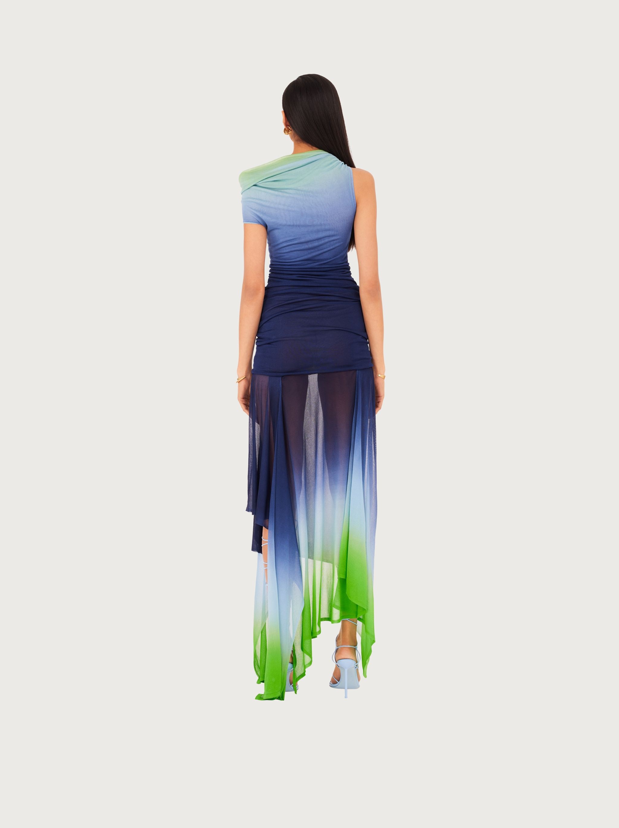 One shoulder dress with shoulder broach - 3