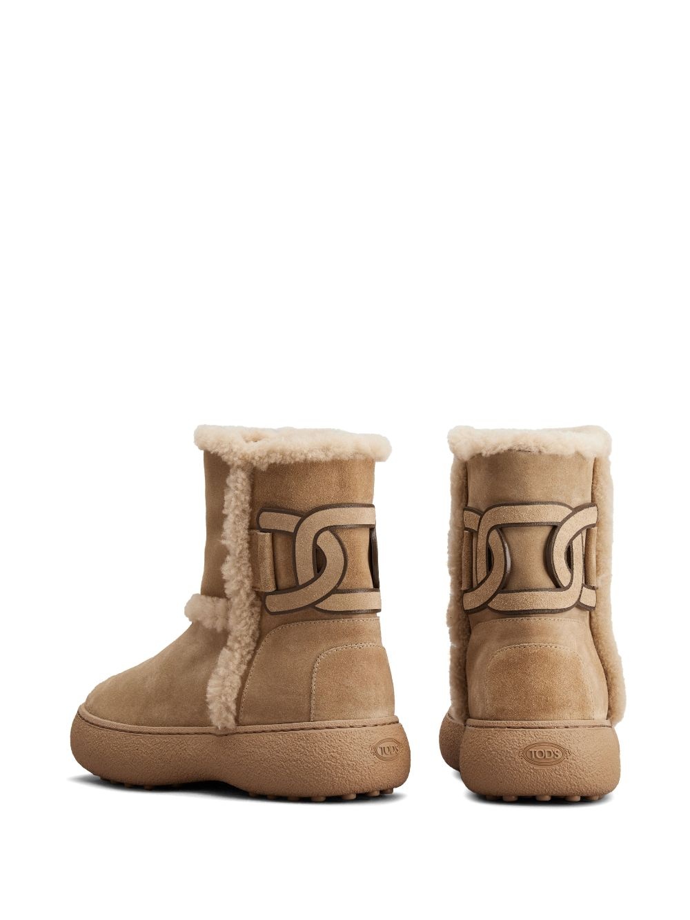 logo-patch suede boots - 3
