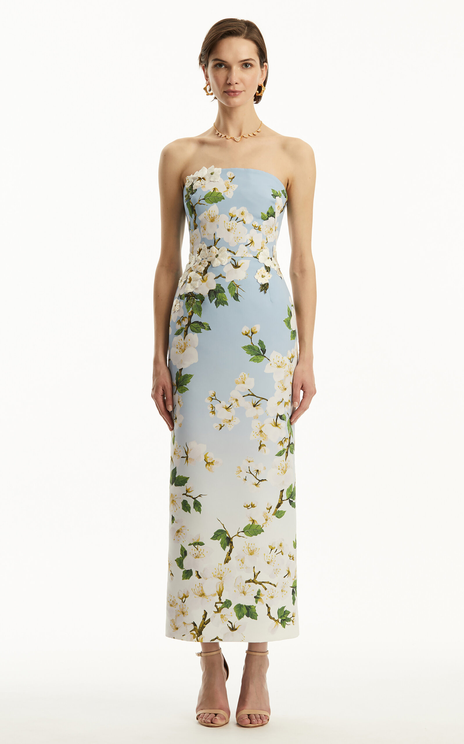 Ombré Embroidered Silk Gown light blue - 2