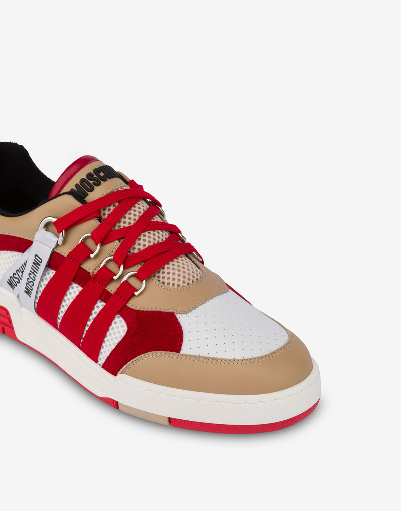 MESH, CALFSKIN AND SPLIT LEATHER STREETBALL SNEAKERS 4