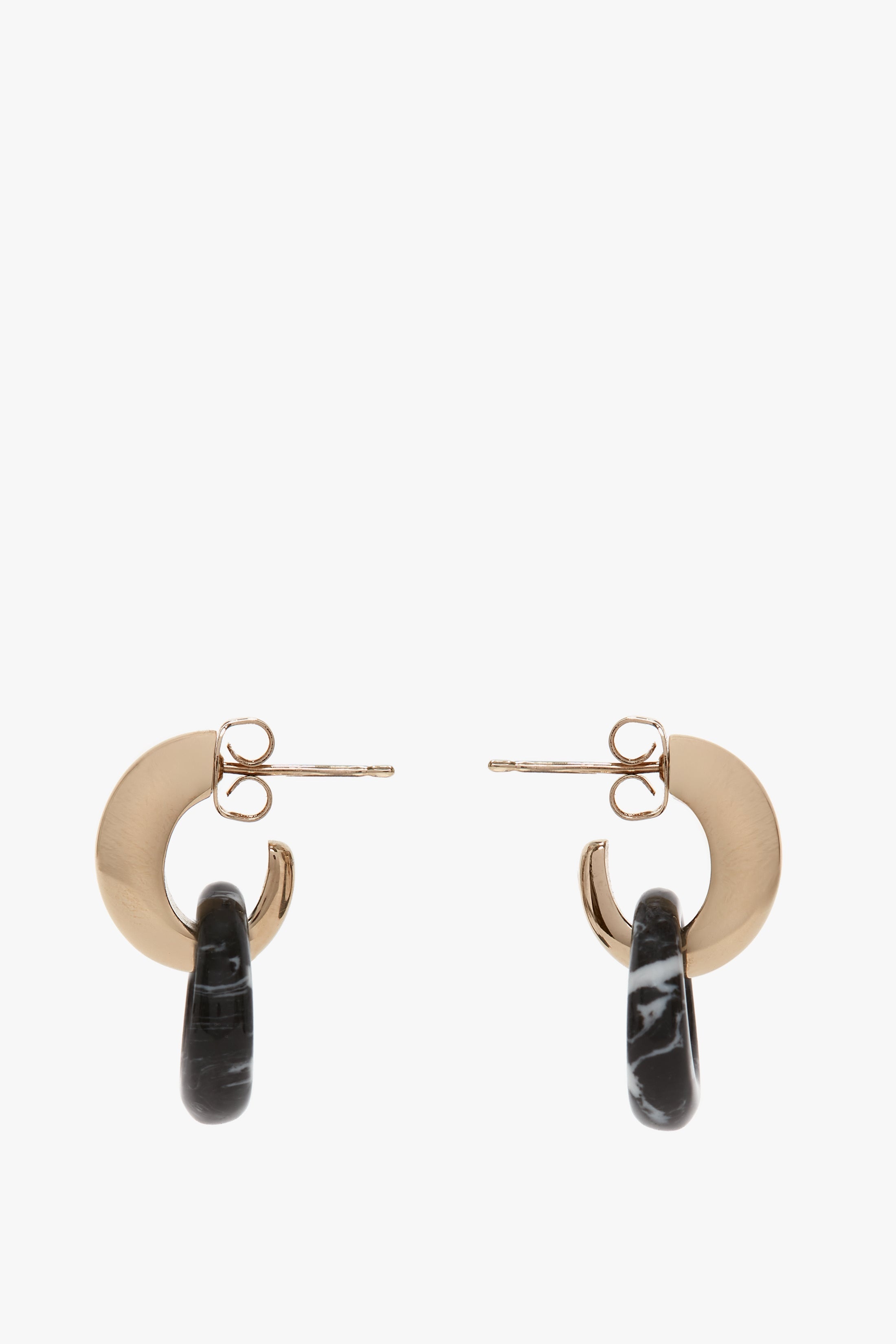 Exclusive Resin Pendant Earrings In Light Gold-Black - 1