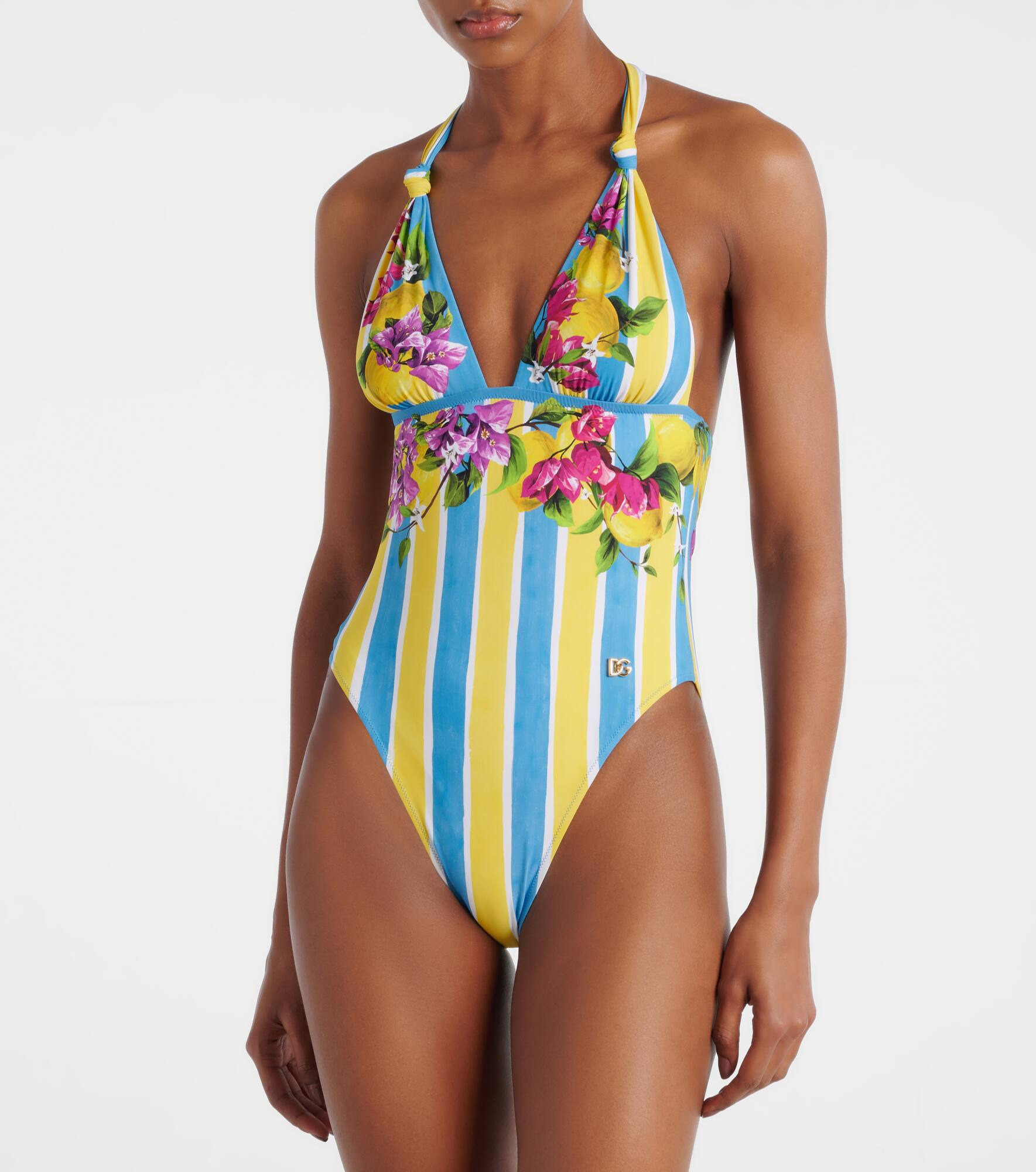 Printed halterneck swimsuit - 2