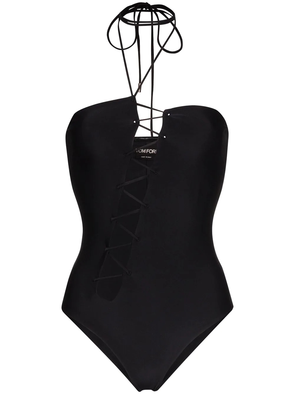 lace-up halterneck bodysuit - 1