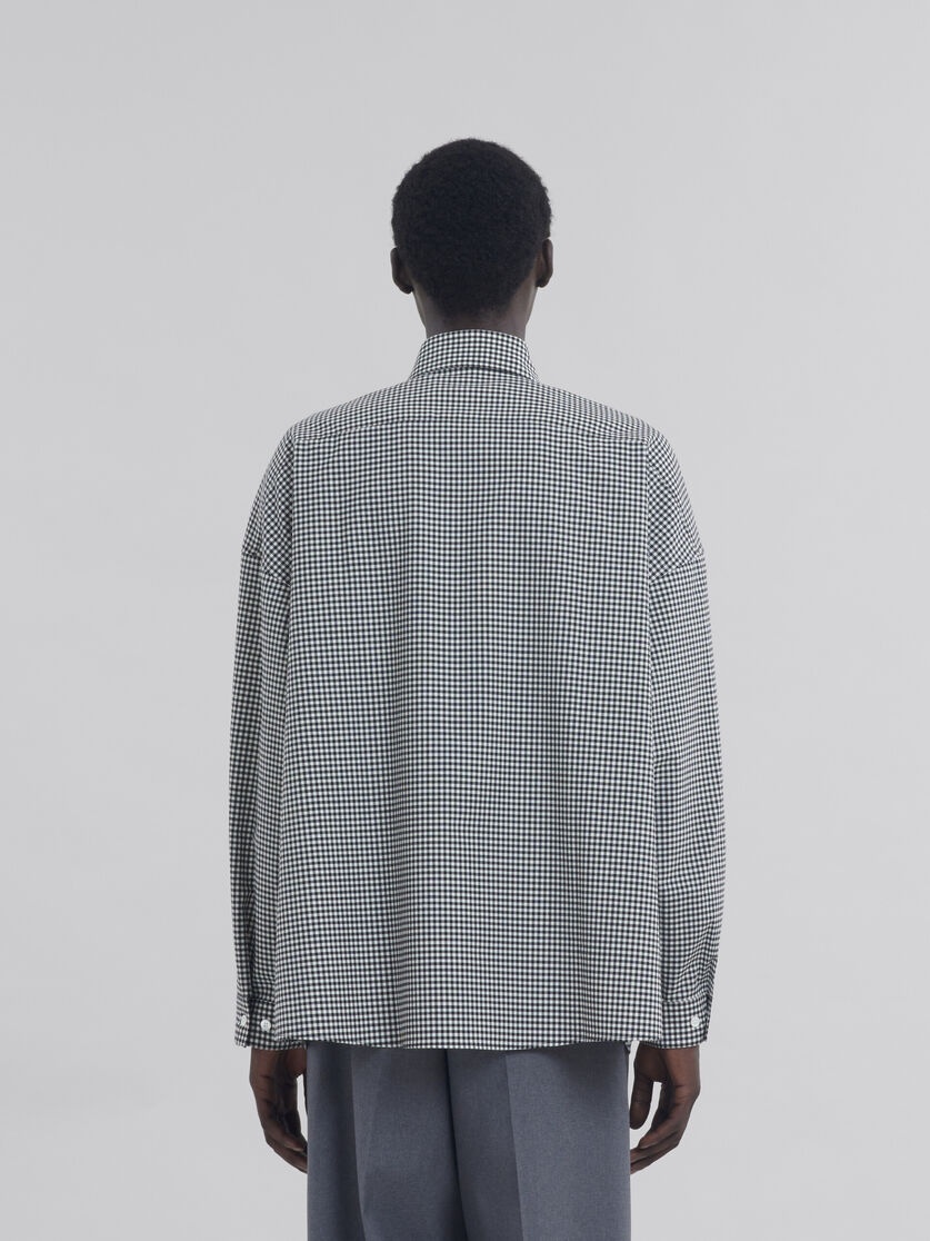 BLACK AND WHITE CHECKED WOOL SHIRT - 3