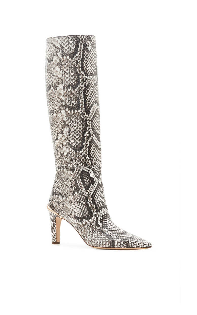 GABRIELA HEARST Aura High Heel Stiletto Tall Boot in Black & White Inversa™ Snakeskin outlook
