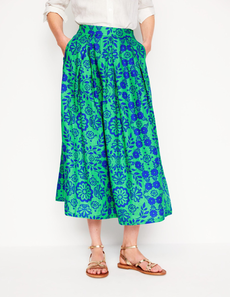 Verity Linen Midi Skirt-Structured Meadow Mono 6