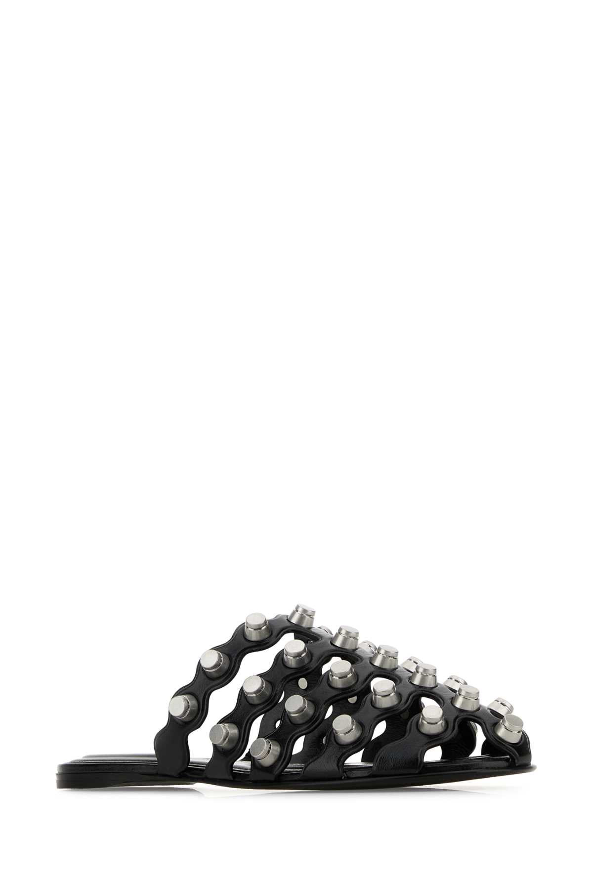 Alexander Wang Women Black Leather Rexa Slippers - 2