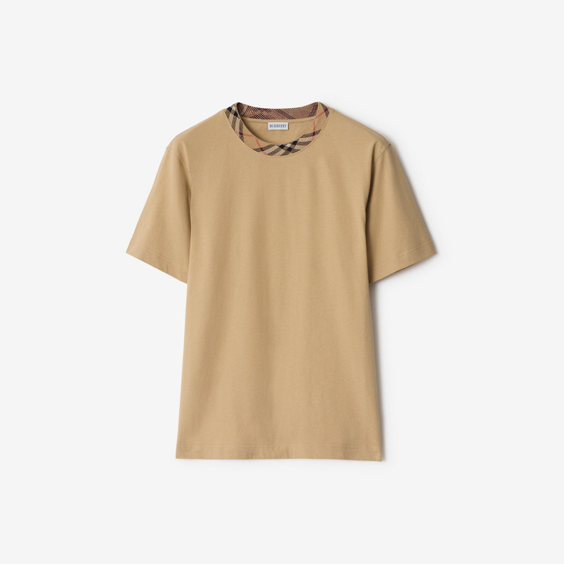 Check Trim Cotton T-shirt 1