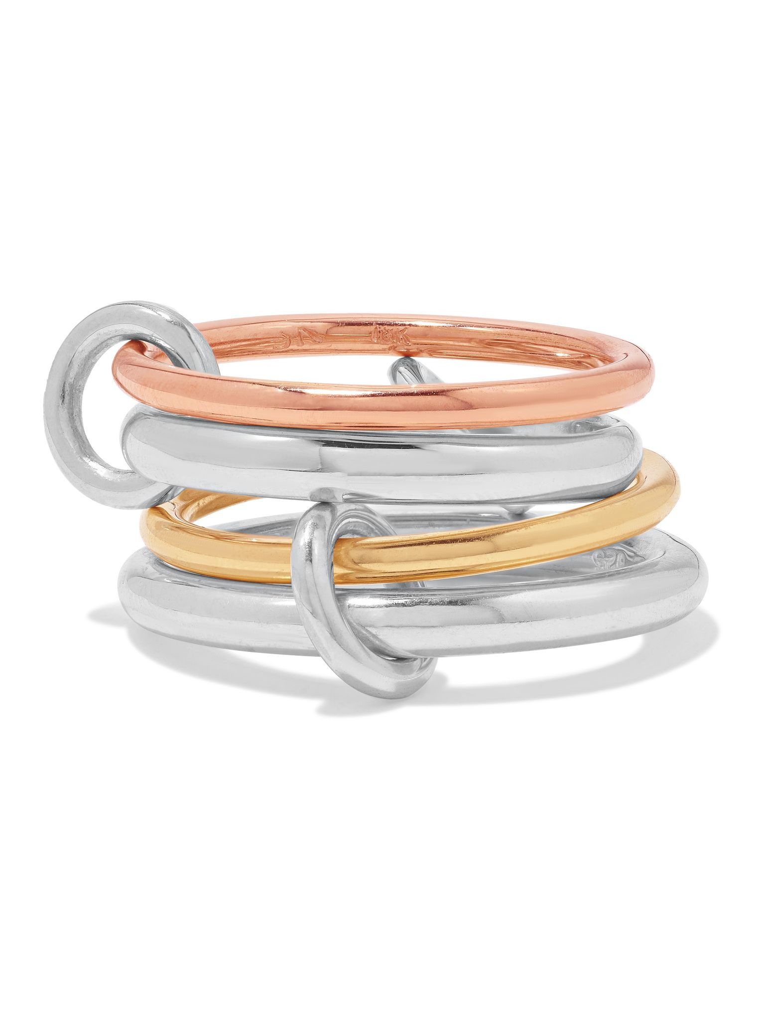 Hyacinth set of four 18-karat yellow and rose gold and sterling silver rings Silver - 5