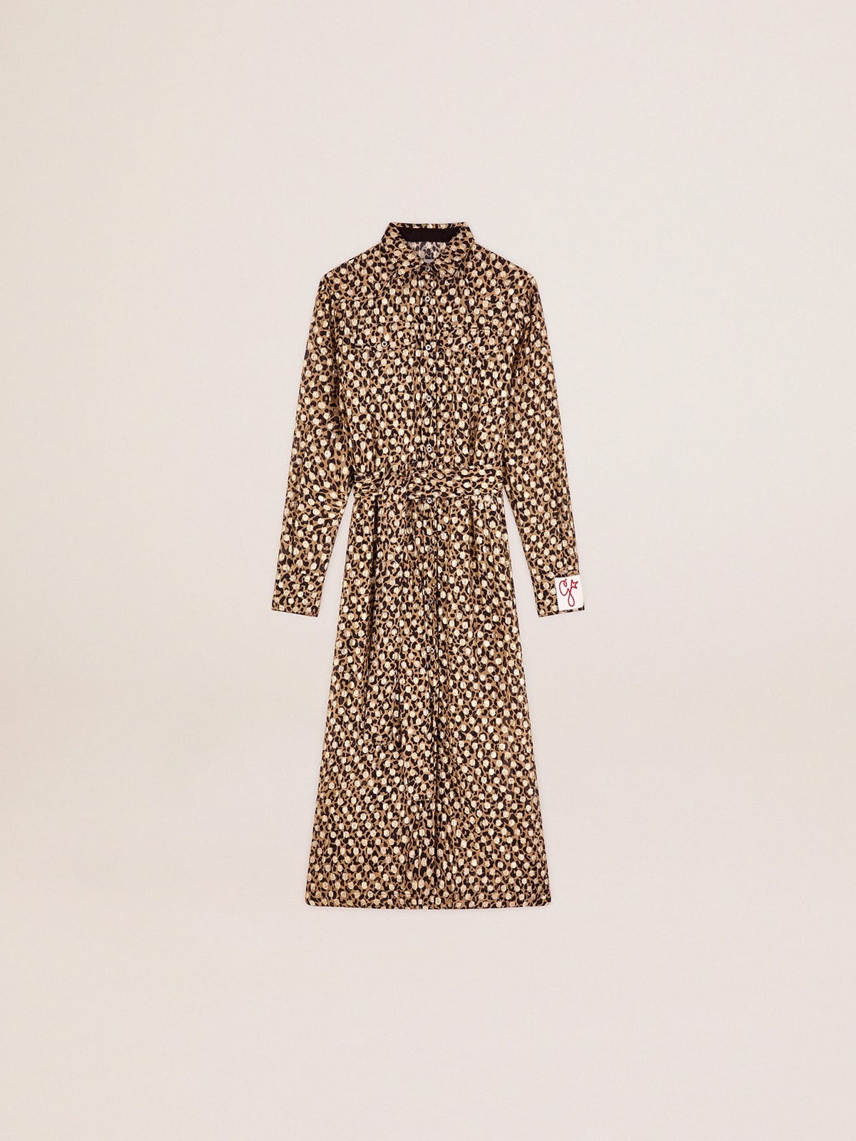 Women's shirt dress with animal print and gold fil coupé - 1