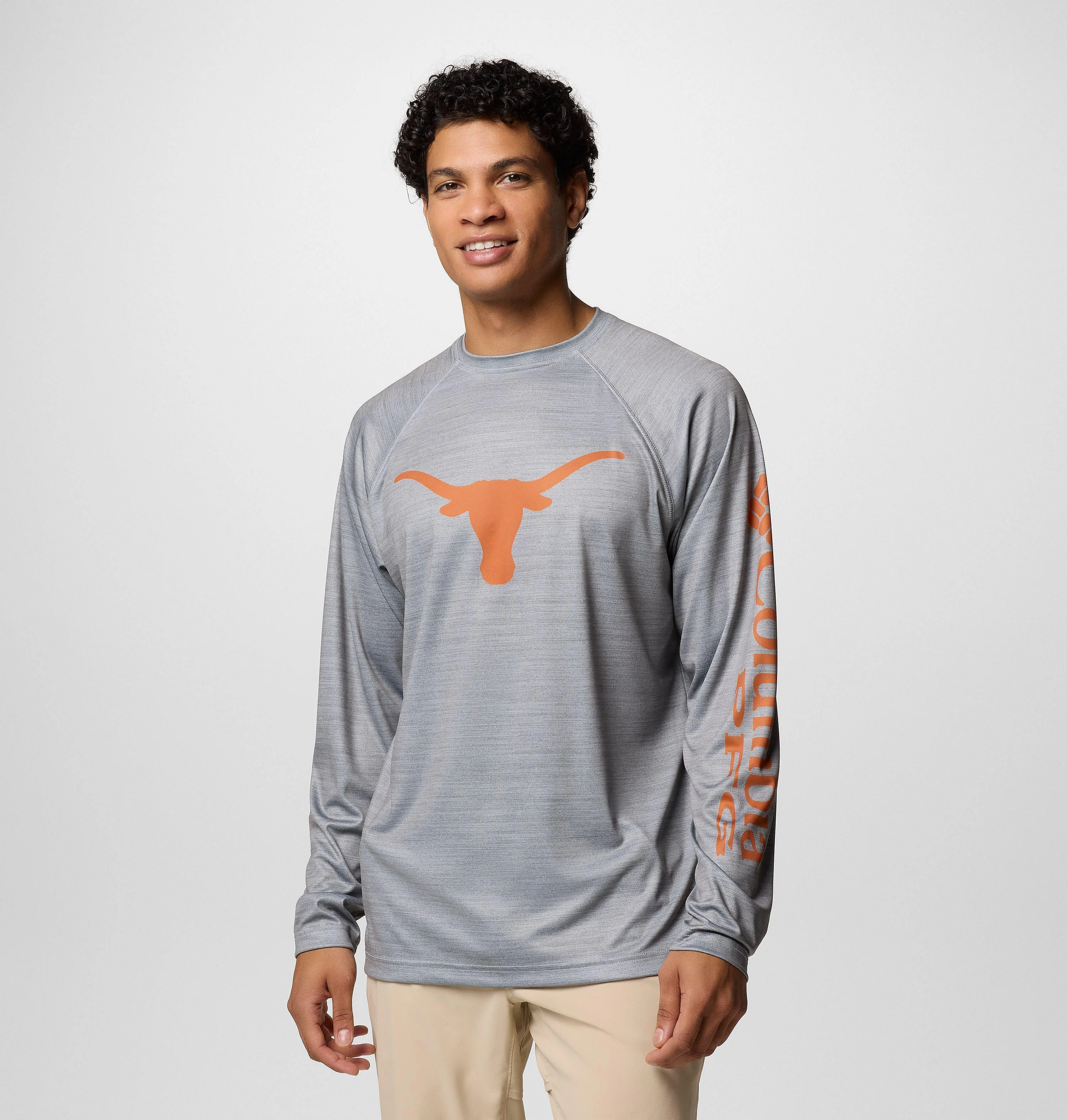 Men's Collegiate PFG Terminal Tackle Heather Long Sleeve Shirt - Texas - 1