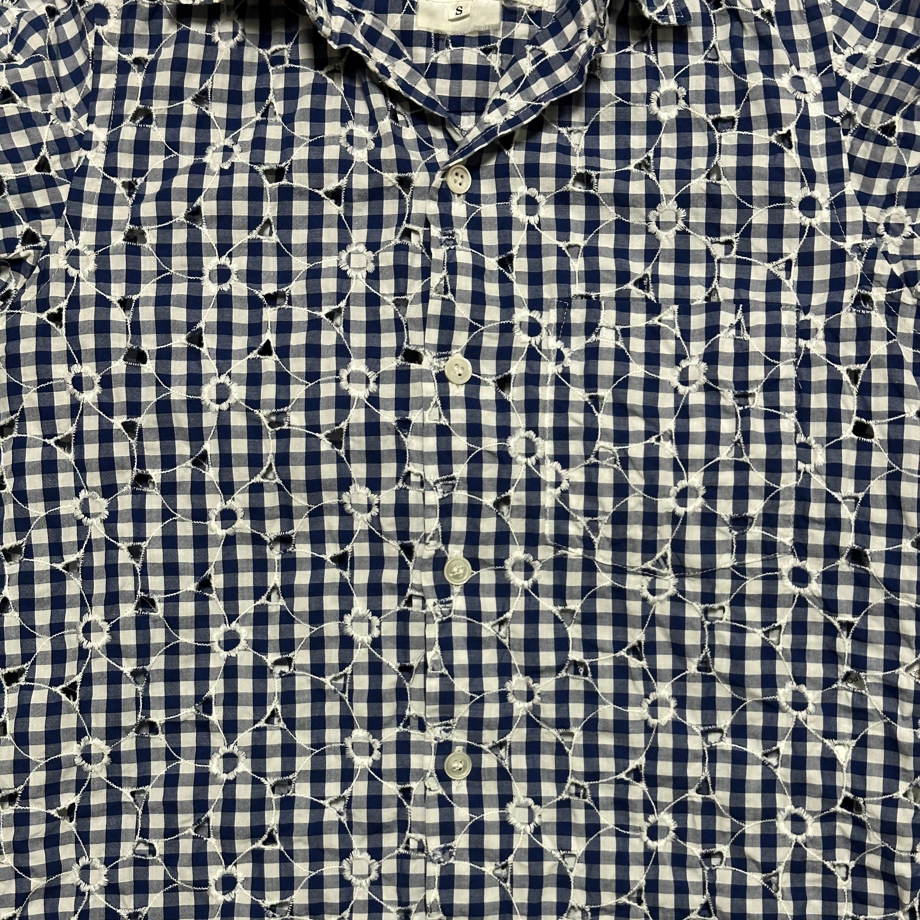 JUNYA WATANABE Spring Summer 2009 Embroidered Gingham Checkered Three-Quarter Sleeve Shirt - 3