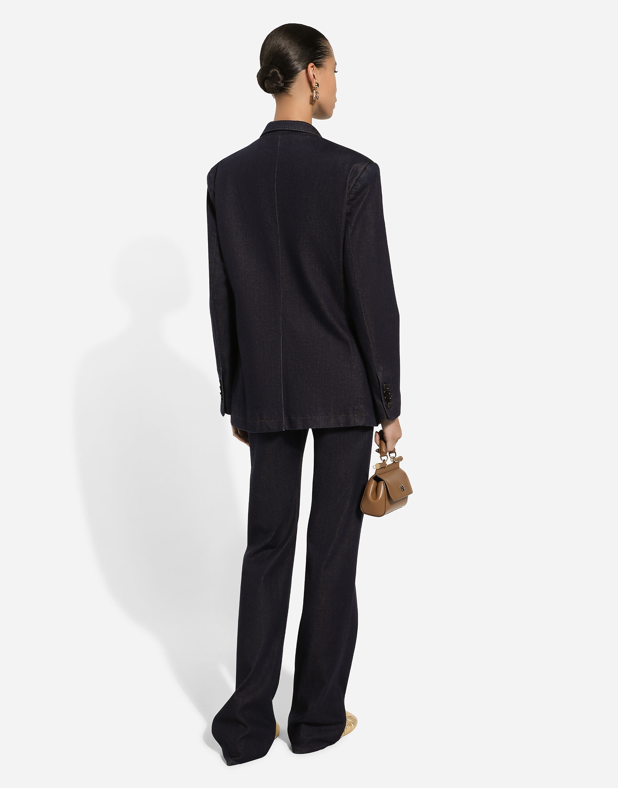 Flared cotton denim and silk jeans - 3