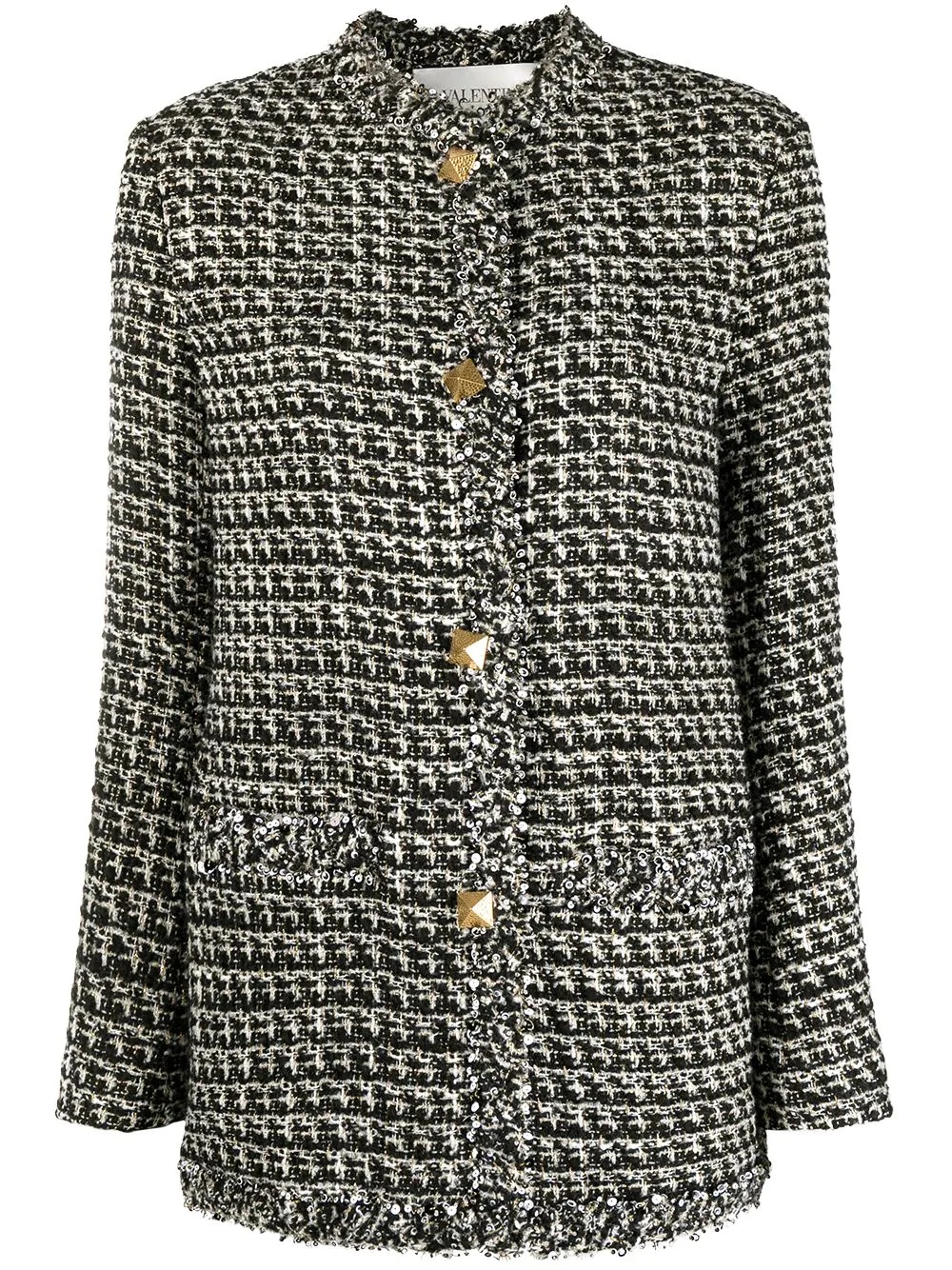 tweed sequin embellished jacket - 1