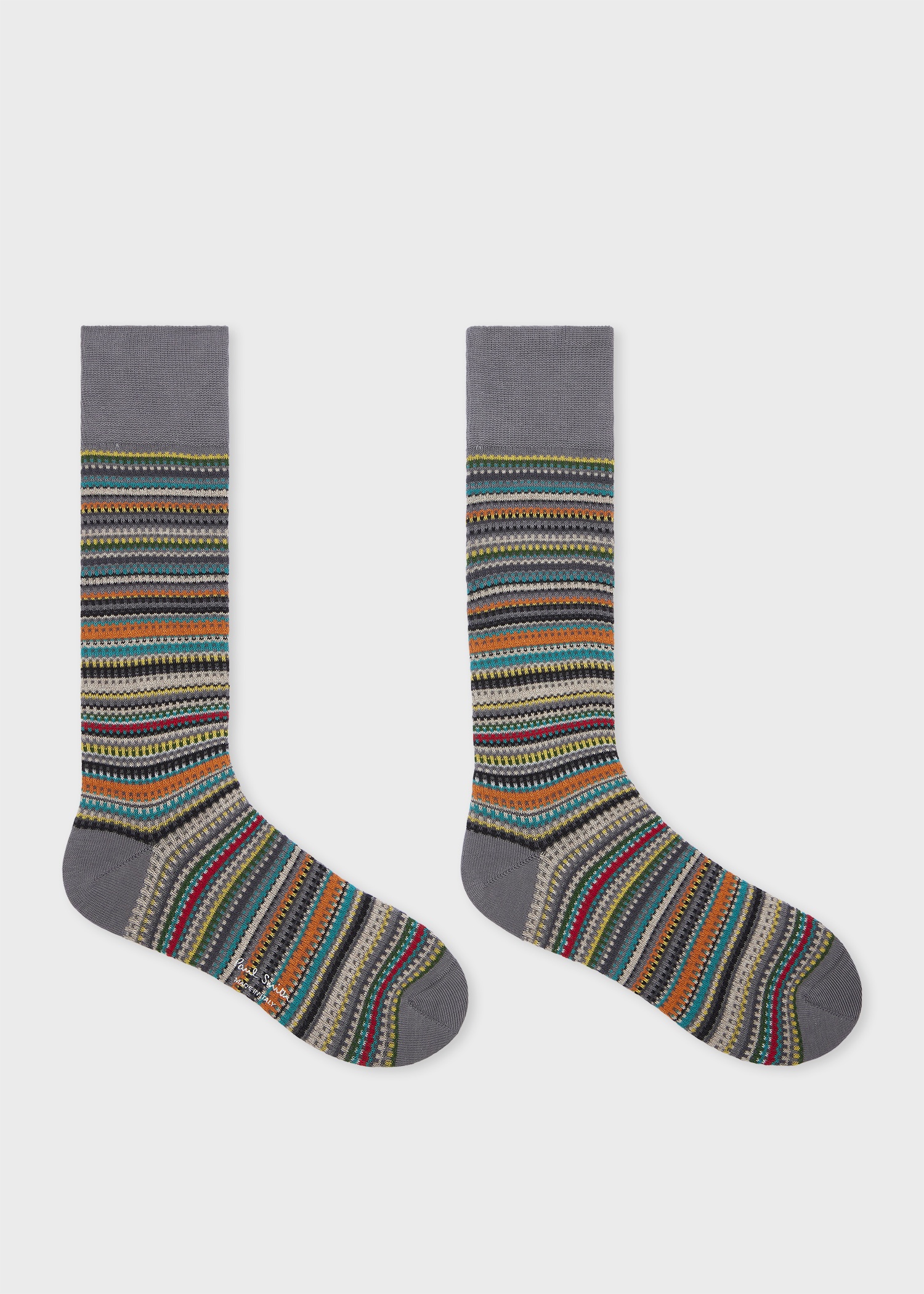 Grey 'Signature Stripe' Cotton-Blend Pique Socks - 2