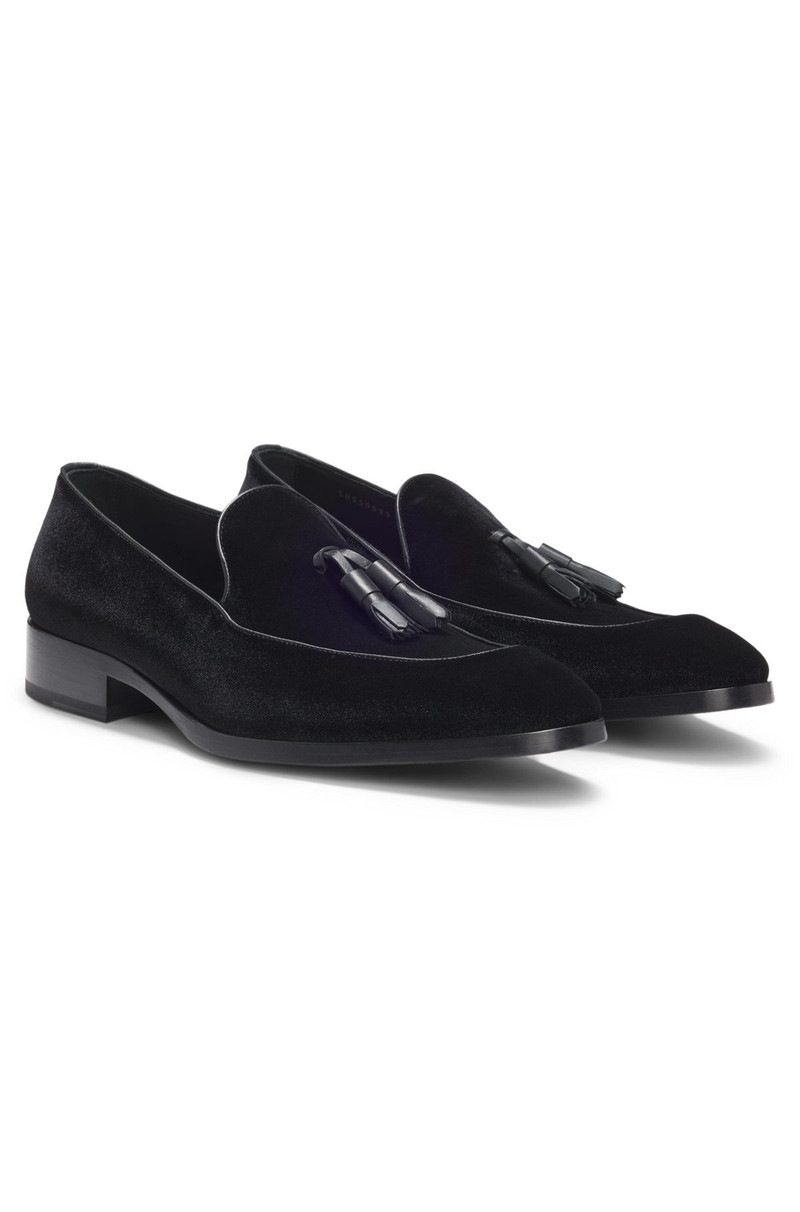 ITALIAN-MADE VELVET LOAFERS WITH TASSEL TRIM 2