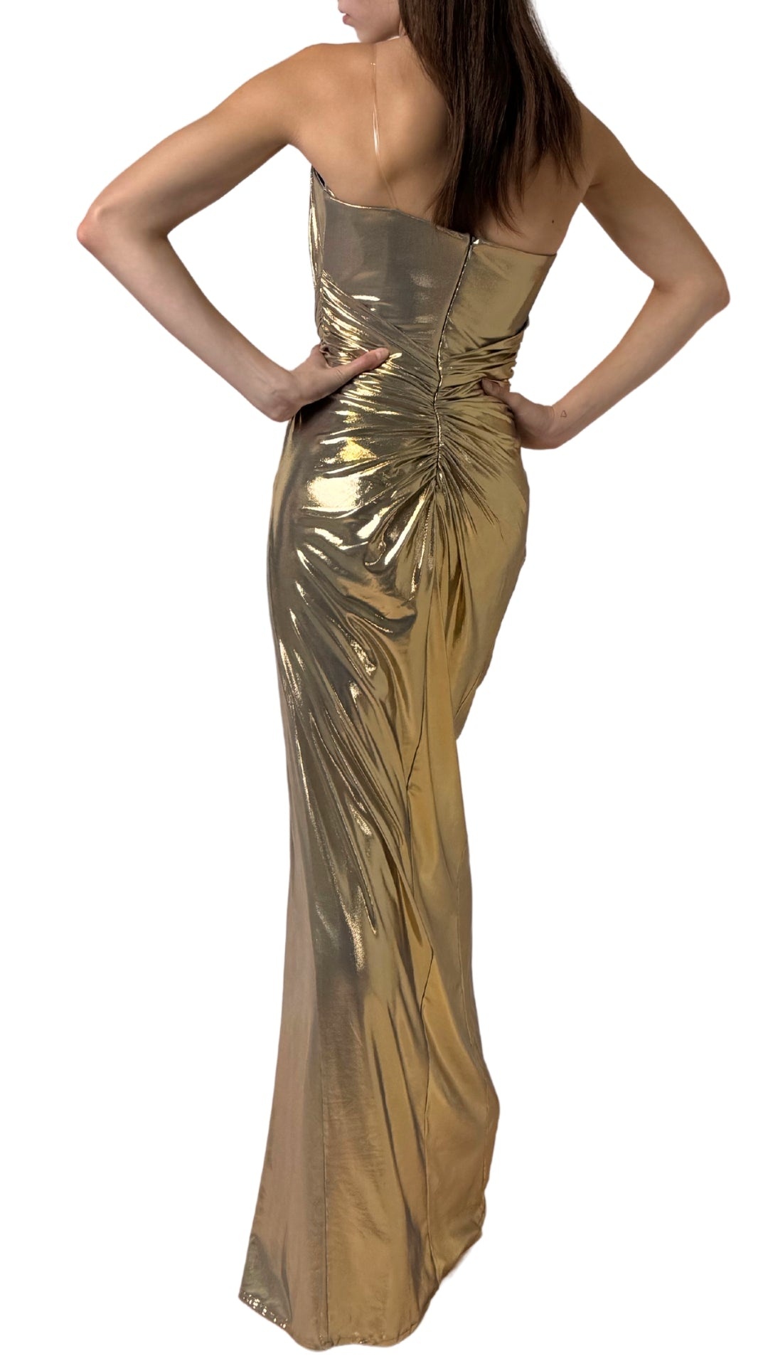Cult Moda - Gold Metallic Cocktail Prom Dress - 6