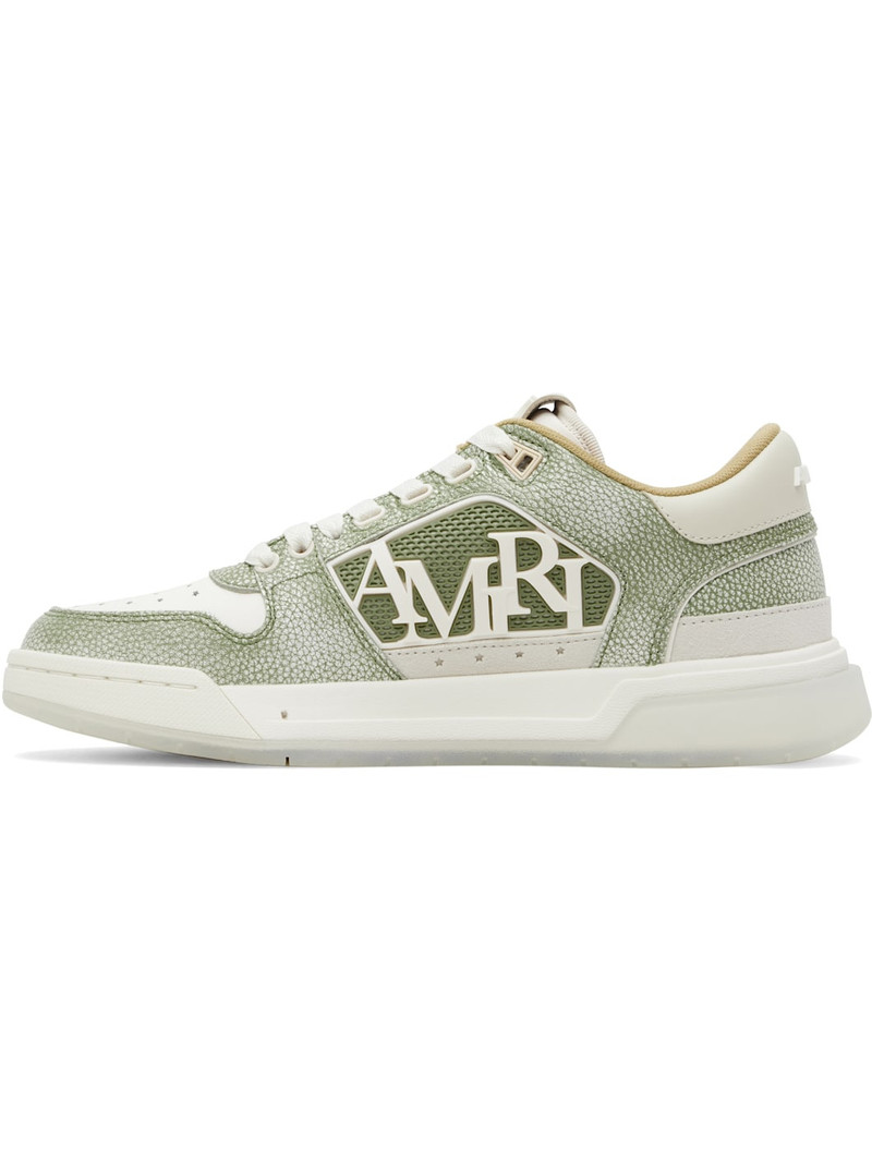 AMIRI White & Green Pebbled Classic Low Sneakers outlook