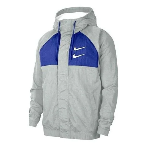 Nike Swoosh Sports Contrasting Colors Printing Alphabet Hooded Jacket Gray CJ4888-073 - 1