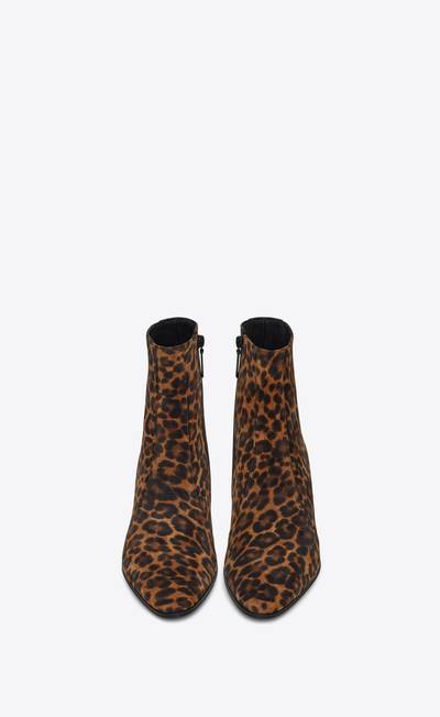 SAINT LAURENT vassili zipped booties in leopard-print suede outlook