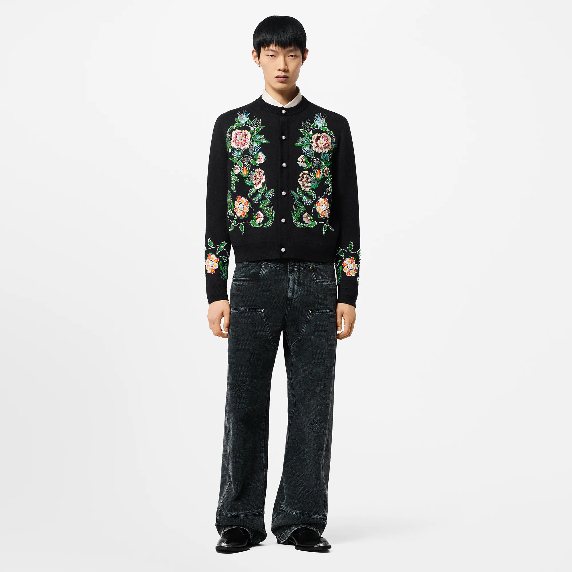 Embroidered Merino Wool Cardigan - 4