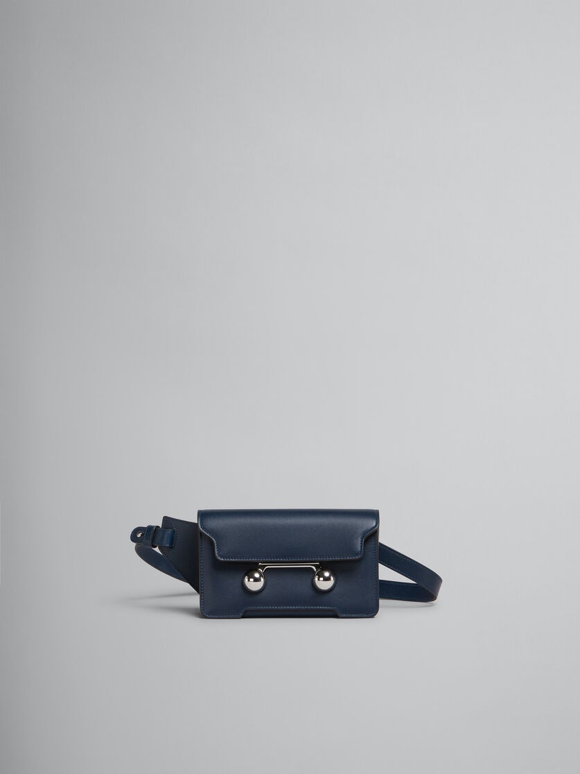 DEEP BLUE LEATHER TRUNKAROO CROSSBODY BAG - 1