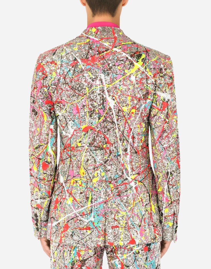 Sequined Sicilia-fit jacket with color splash print - 2