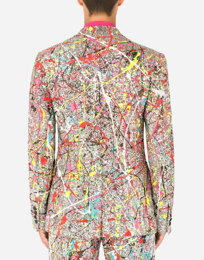 Dolce & Gabbana Sequined Sicilia-fit jacket with color splash print outlook