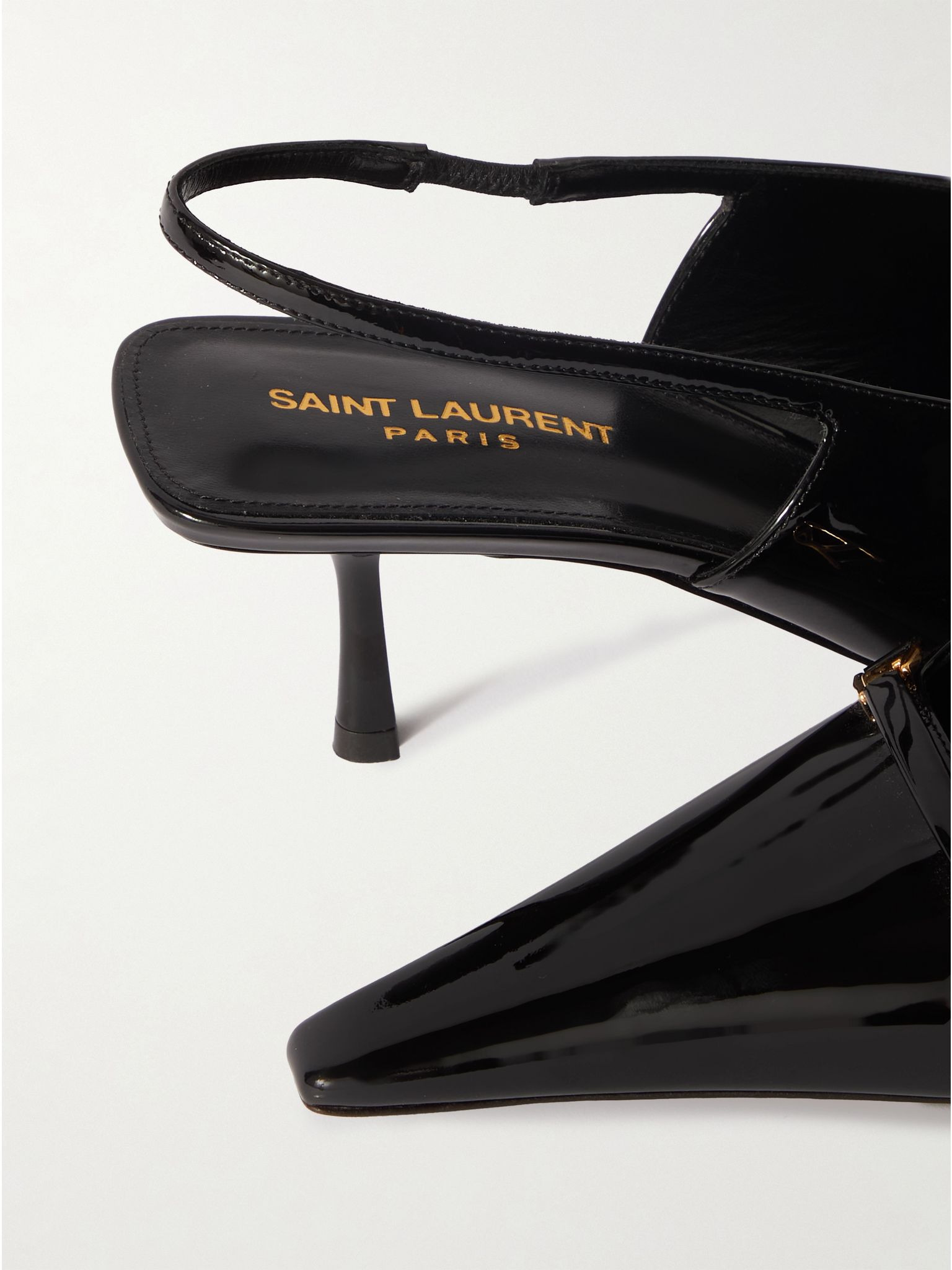 Carine embellished patent-leather slingback pumps Black - 4