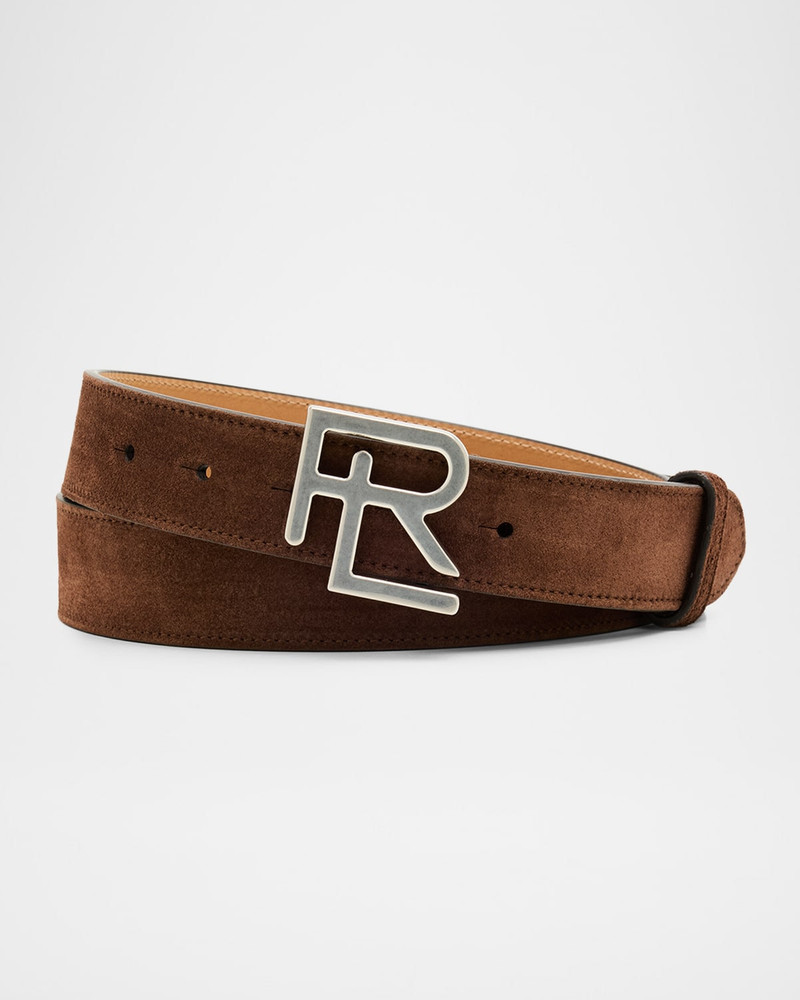 Ralph Lauren Men's RL-Buckle Calf Suede Belt outlook