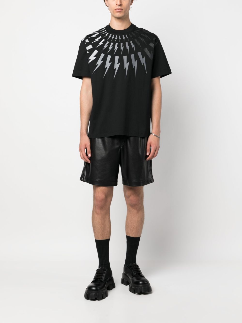 lightning-print cotton T-shirt - 2