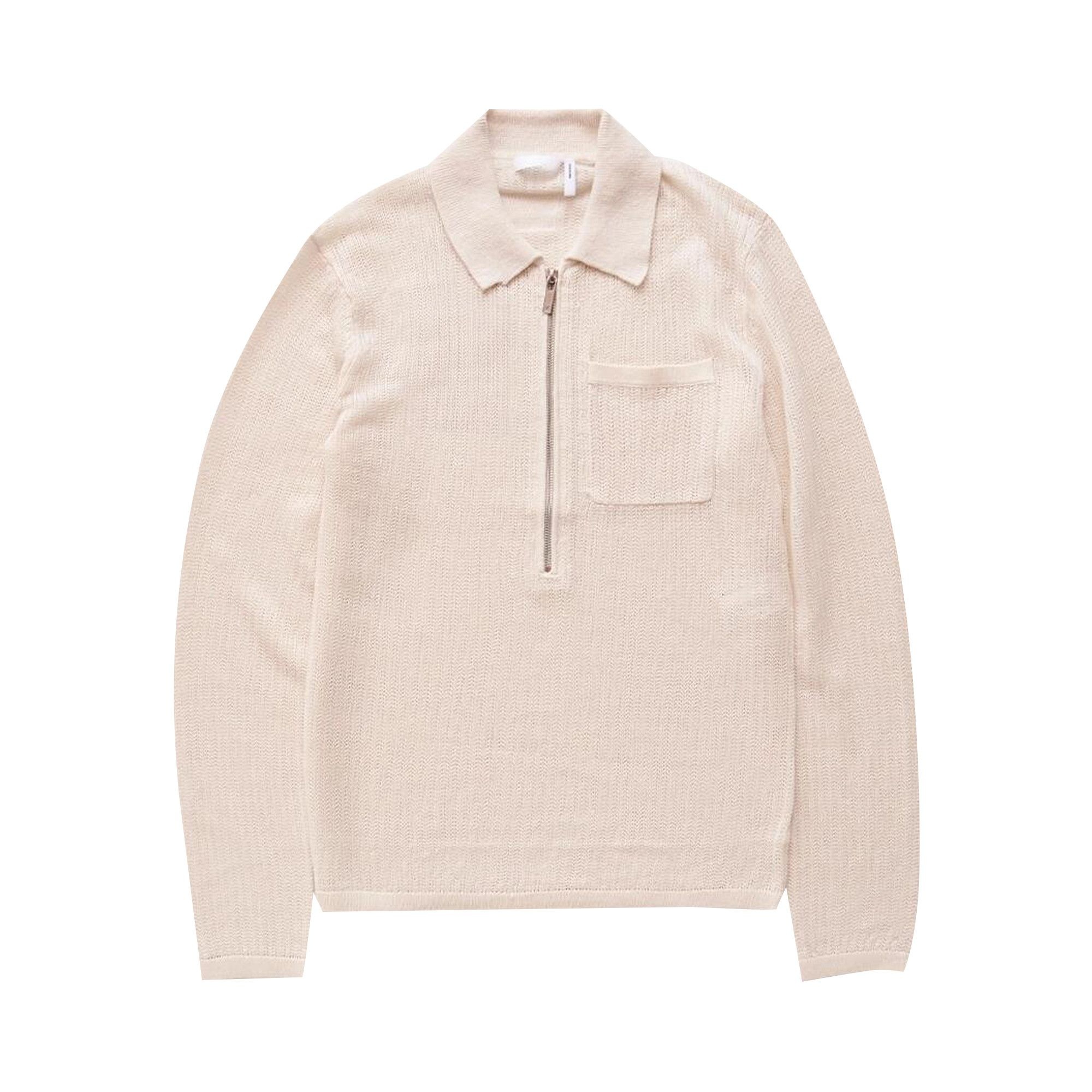 Helmut Lang Long-Sleeve Zip Polo Sweater 'Ivory' - 1