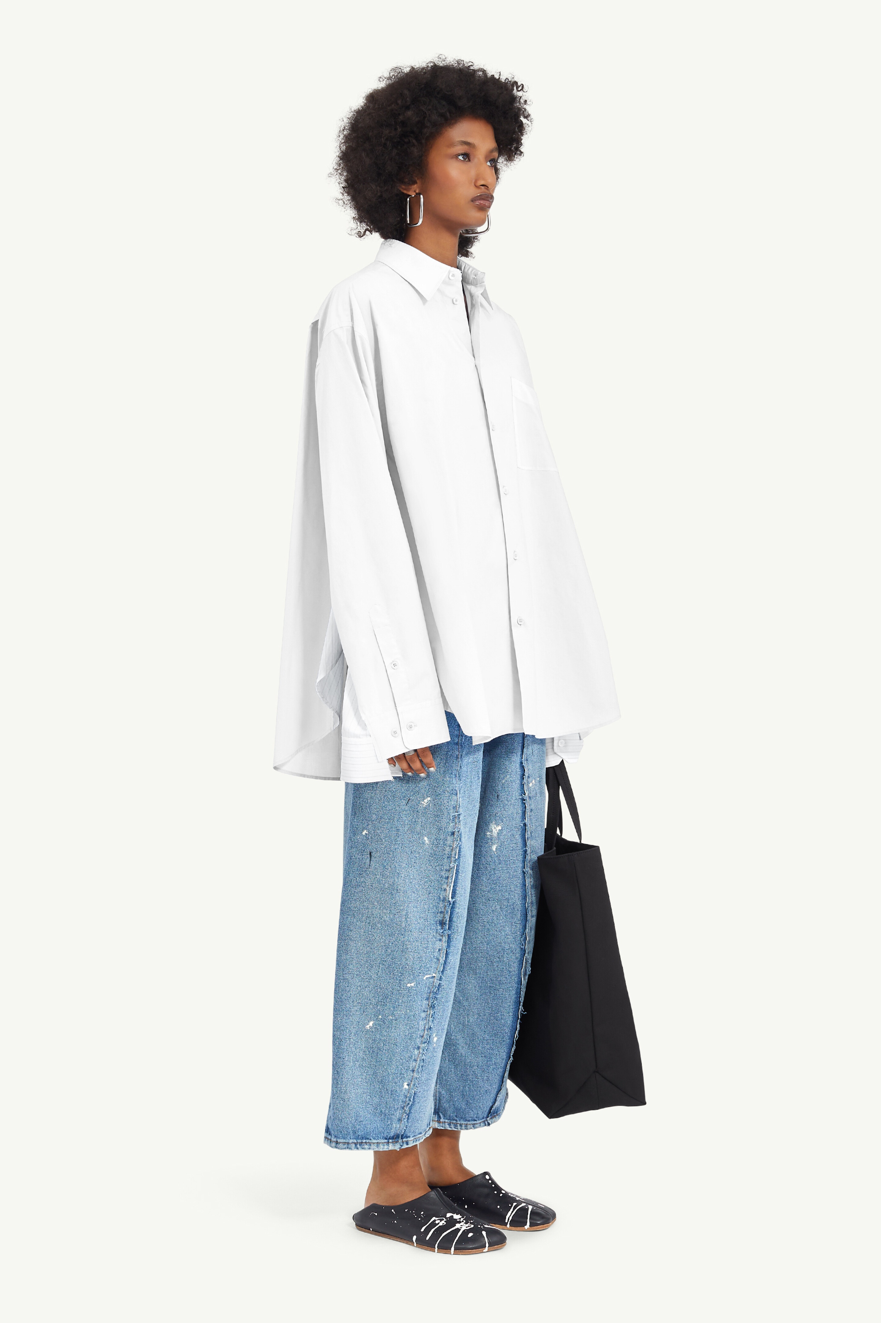 Plain and Stripy Cotton Poplin Shirt - 3