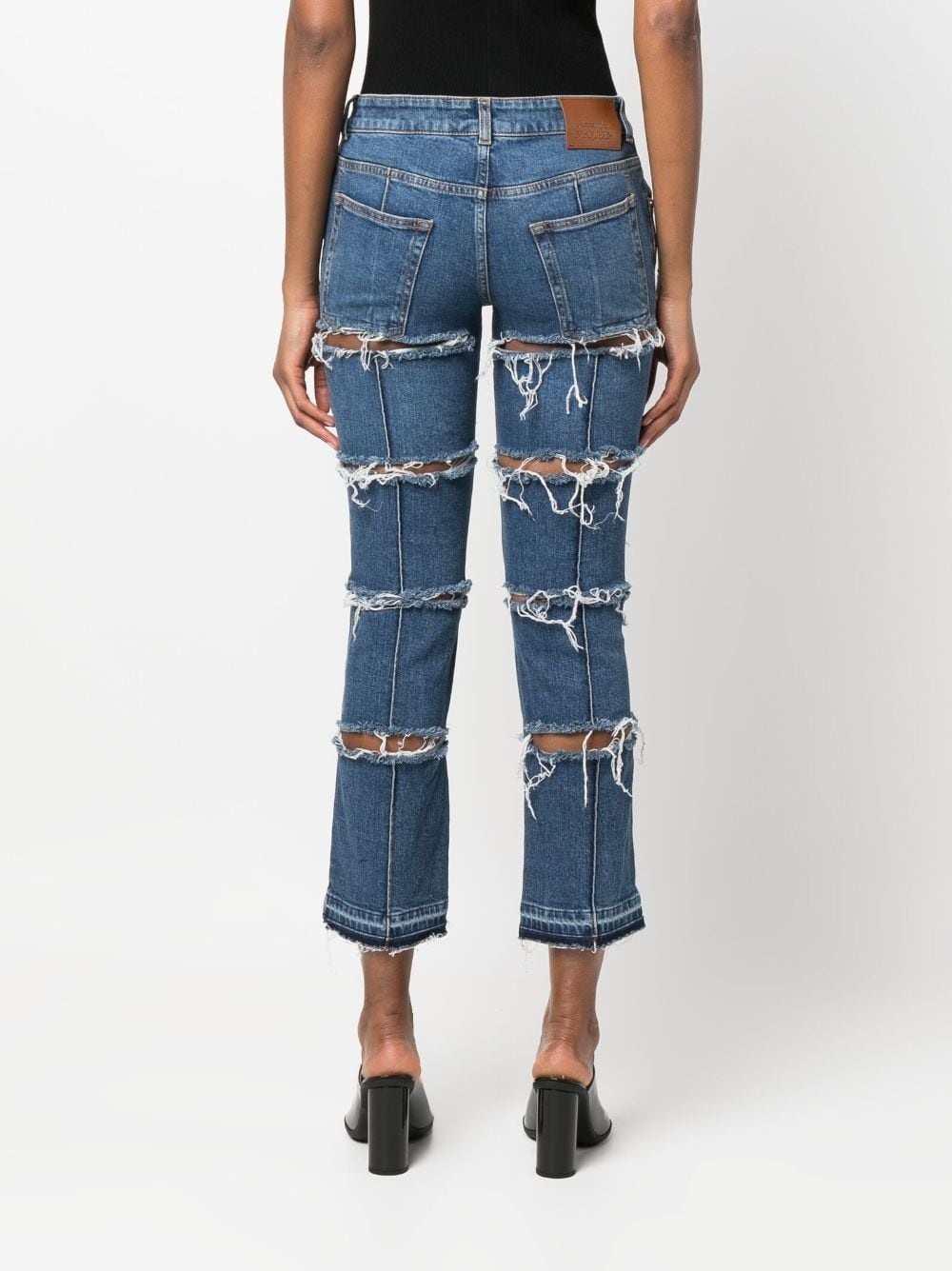 distressed cropped jeans - 4