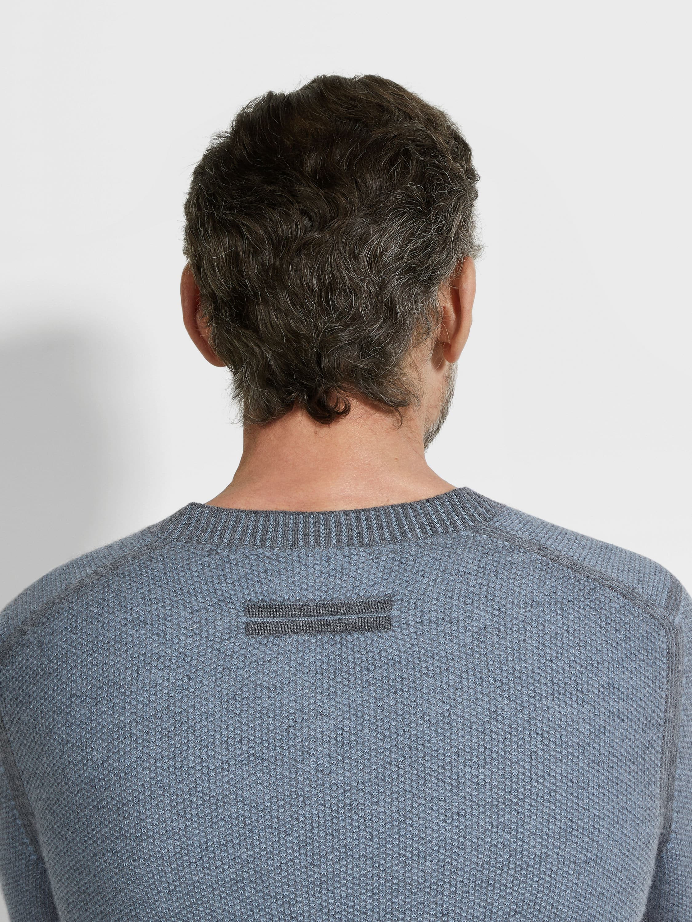 LIGHT BLUE OASI CASHMERE CREWNECK - 2