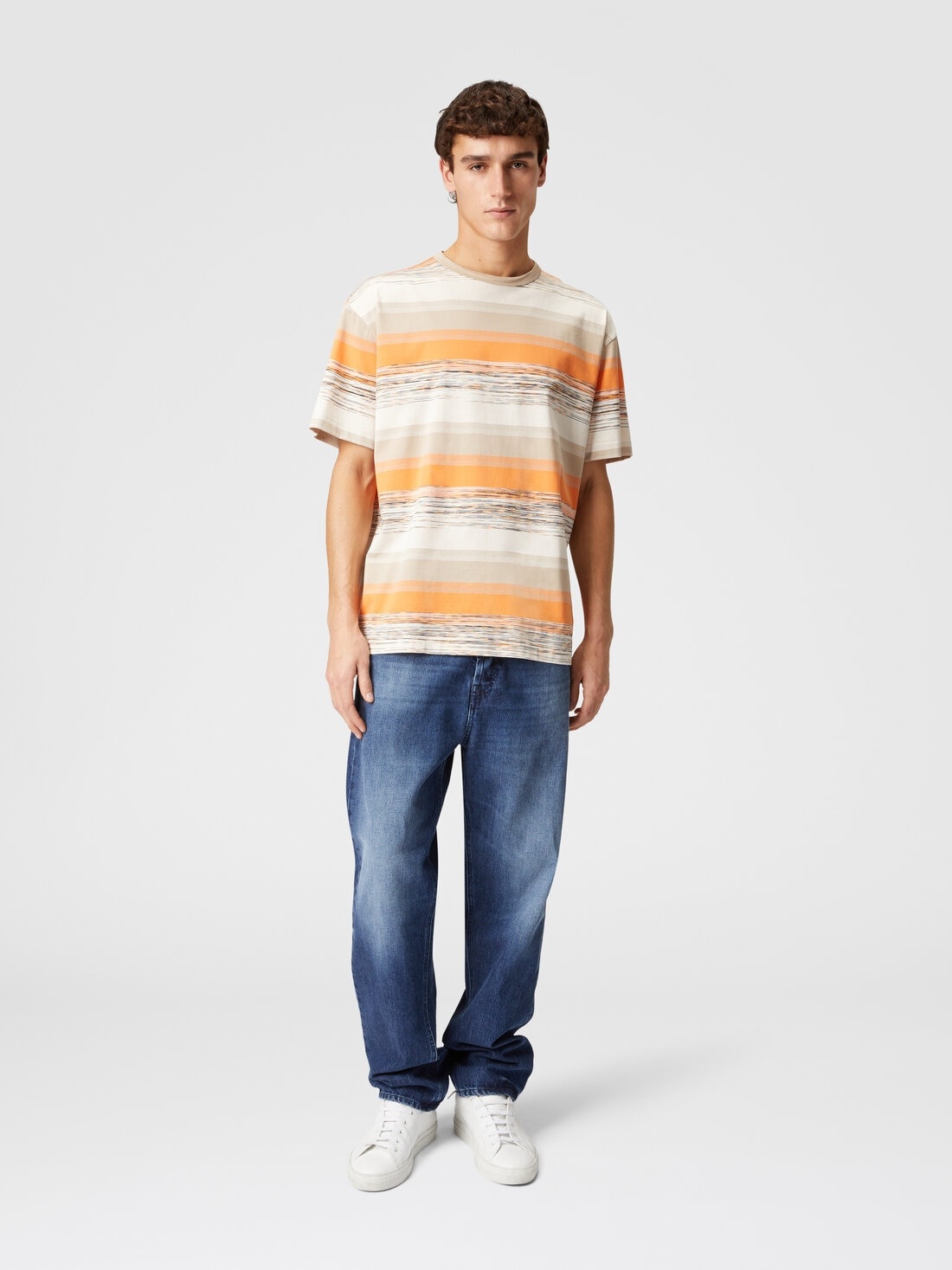 Striped cotton jersey T-shirt with logo - 2