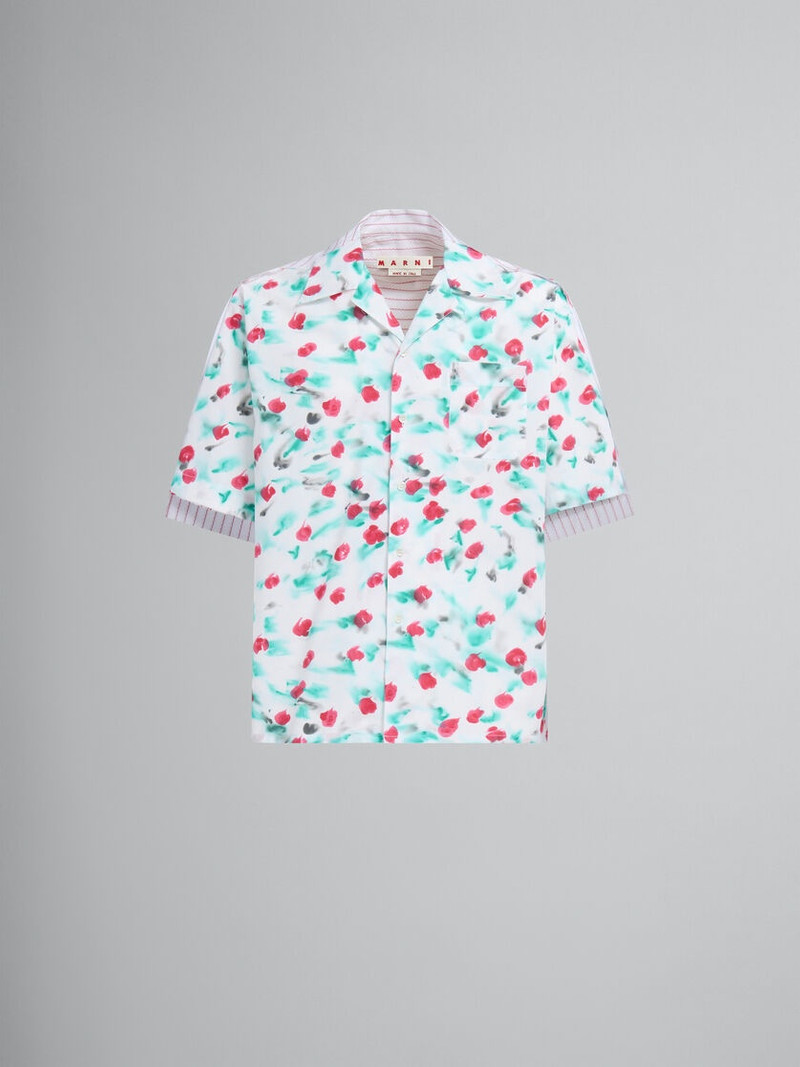 WHITE POPLIN BOWLING SHIRT WITH CONTRAST BACK 1