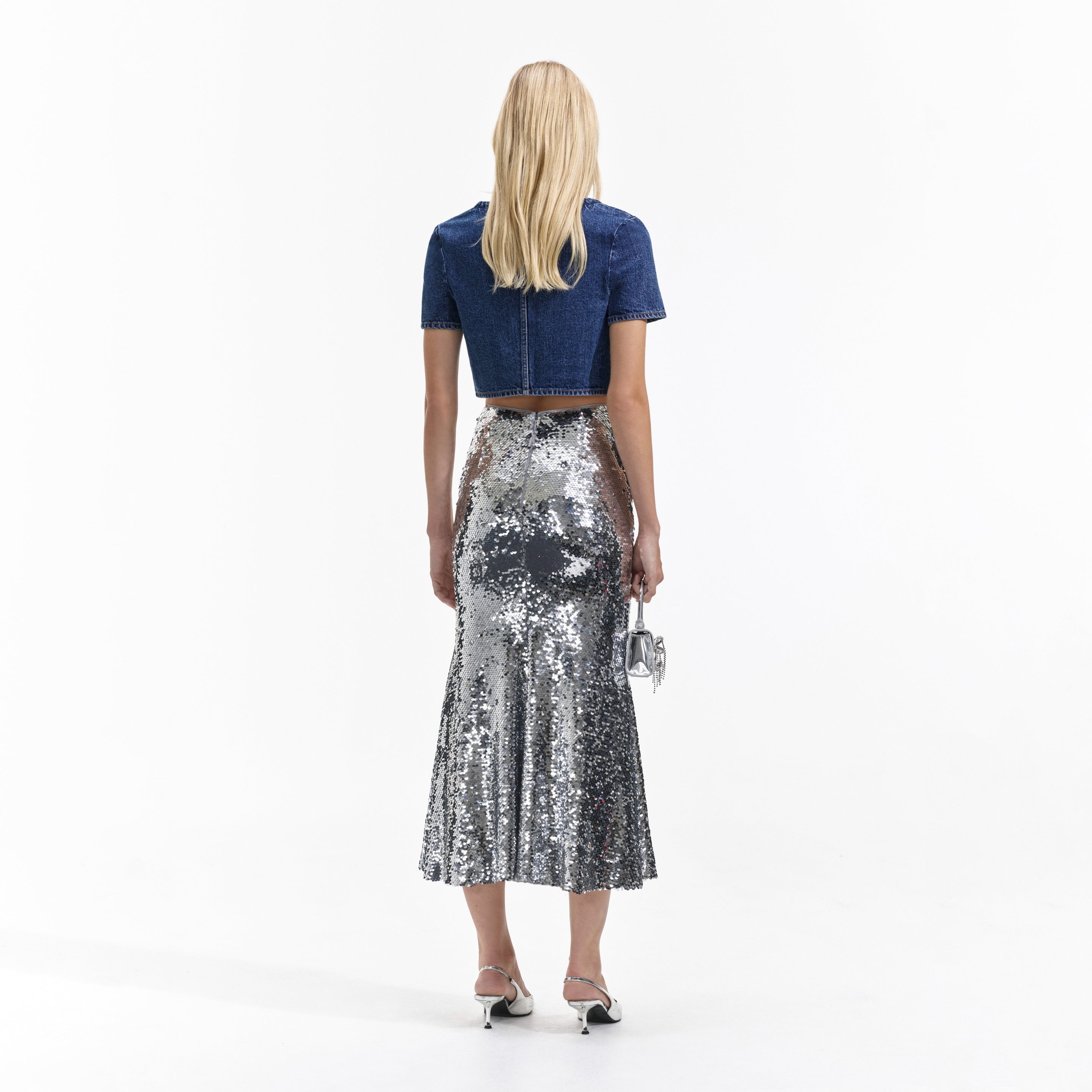 Silver Sequin Maxi Skirt - 3