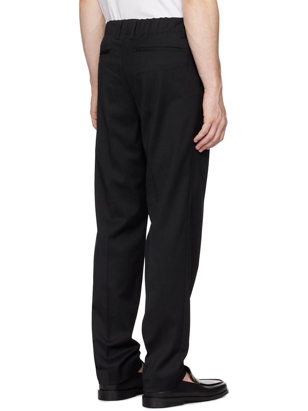 Black Elastic Waist Tailored Trousers - 3