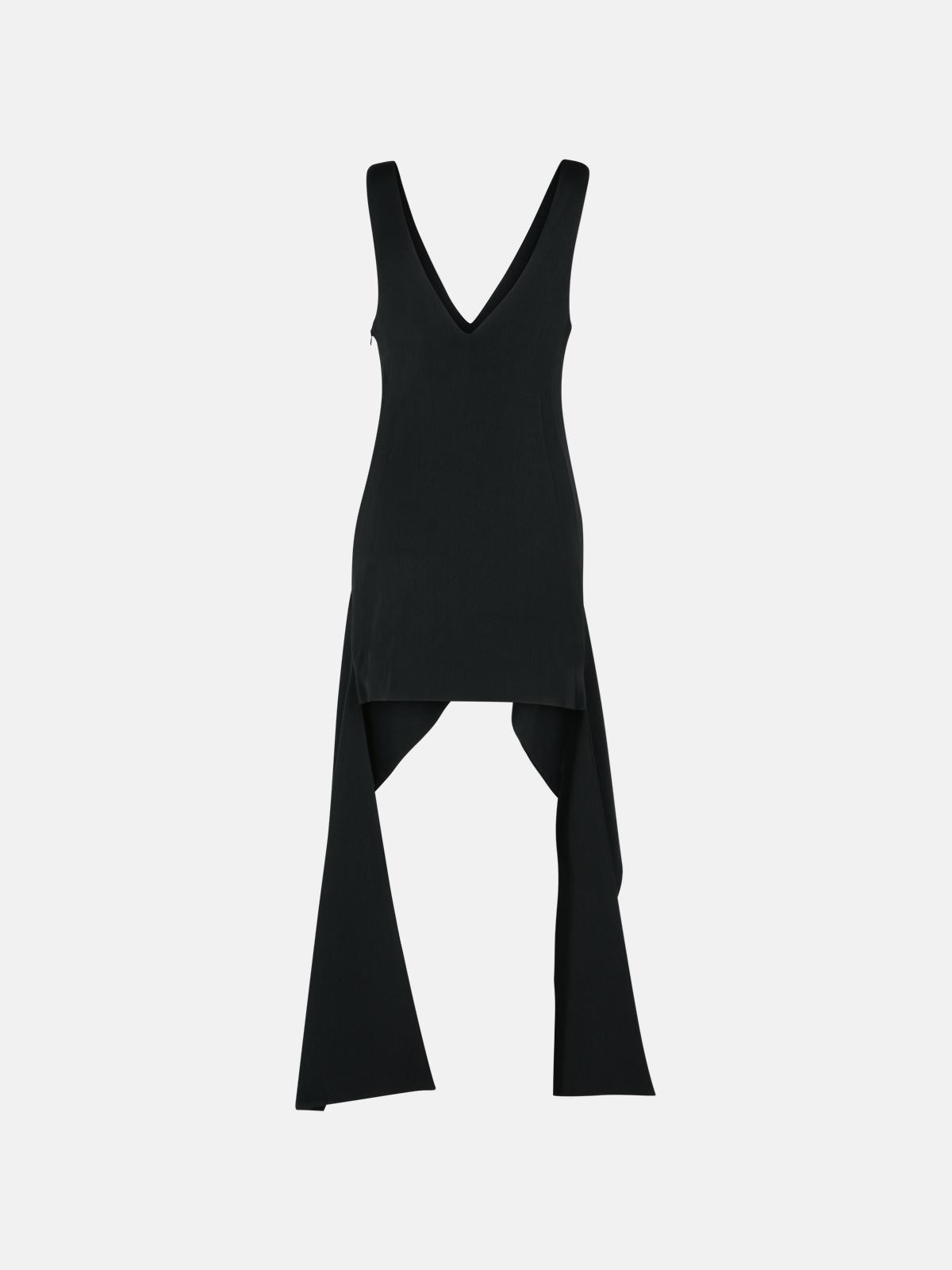 'DRAPED' BLACK POLYESTER BLEND DRESS - 3