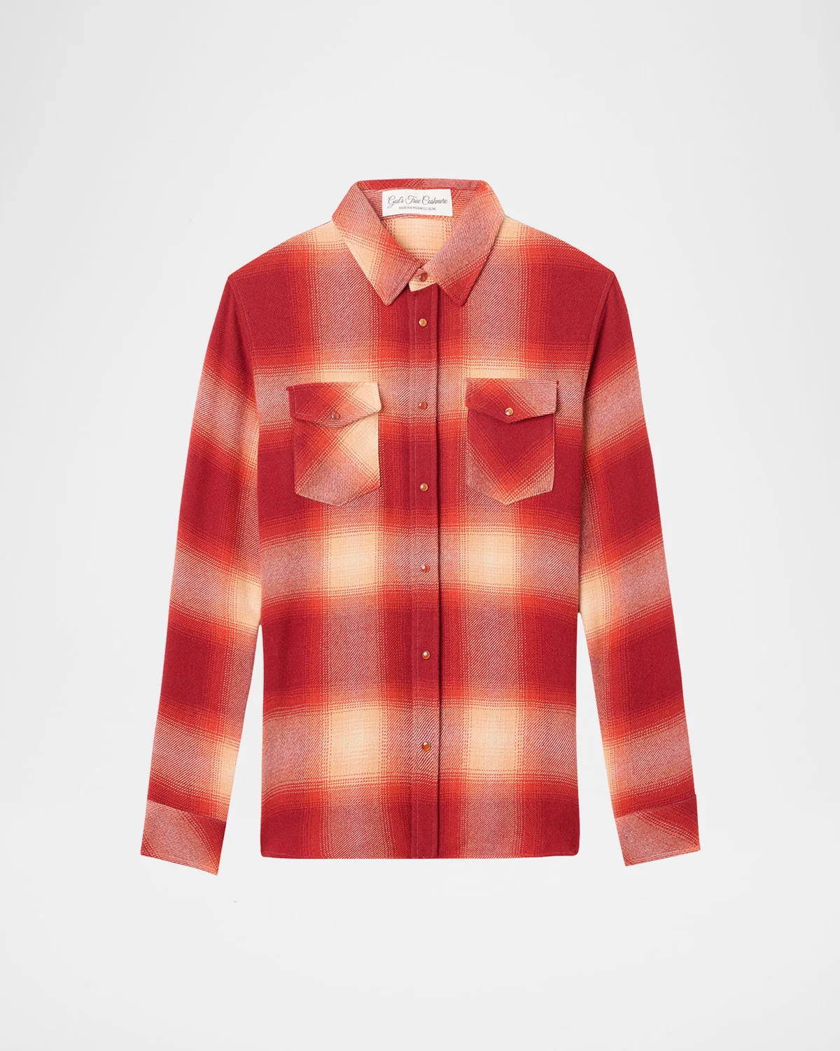 Tomato Shadow Plaid Cashmere Sport Shirt - 1